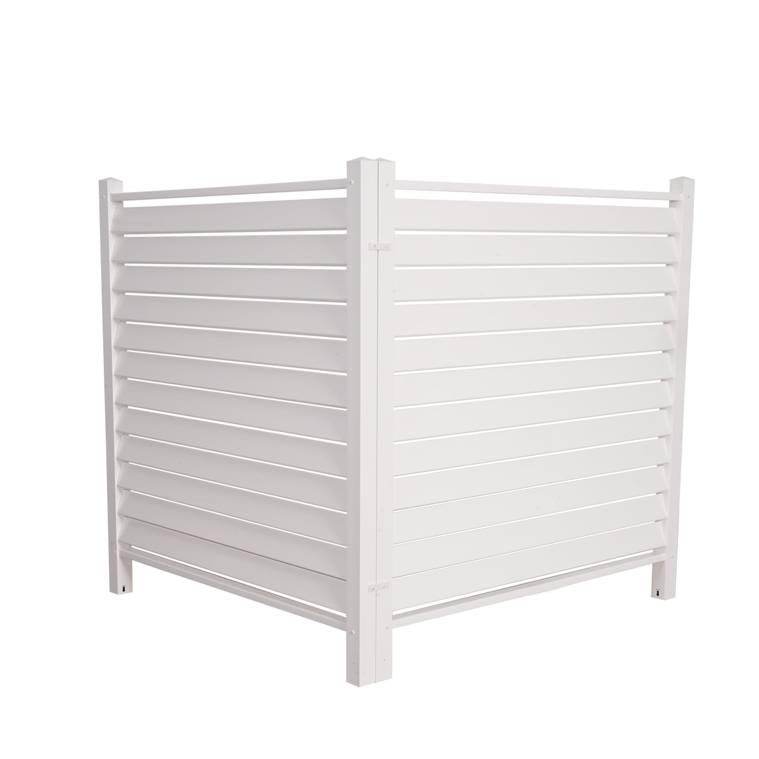 Air Conditioner Fence Privacy Screen 48"x 48", Louvered Outdoor Privacy Vinyl Fence Panels, 2 Panels, White - Bosonshop