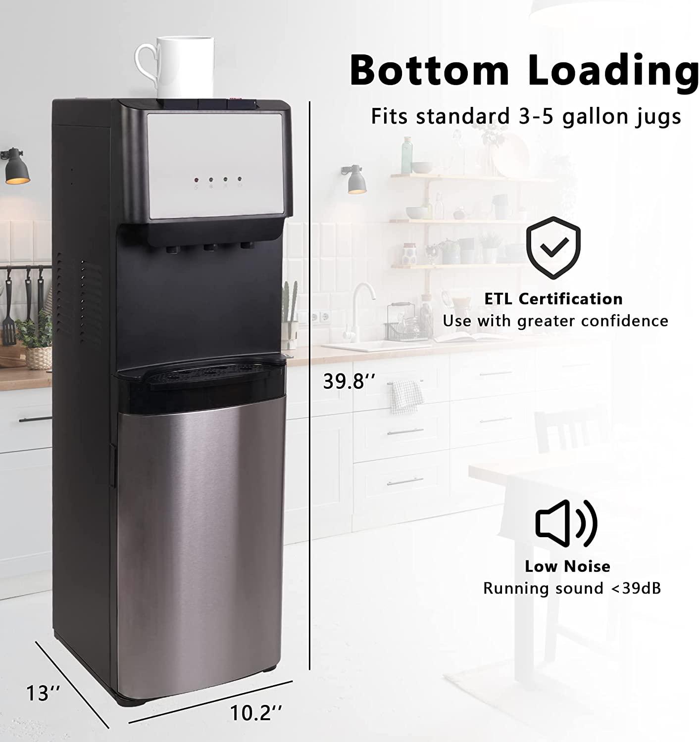 3-5 Gallon Bottom Loading Water Cooler Dispenser with 3-Temperature & Child Safety Lock, Black - Bosonshop