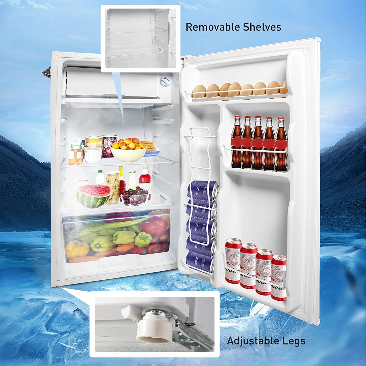 3.2 Cu.Ft Compact Fridge with Freezer, White Single Door Mini Refrigerator with Adjustable Thermostat Control - Bosonshop