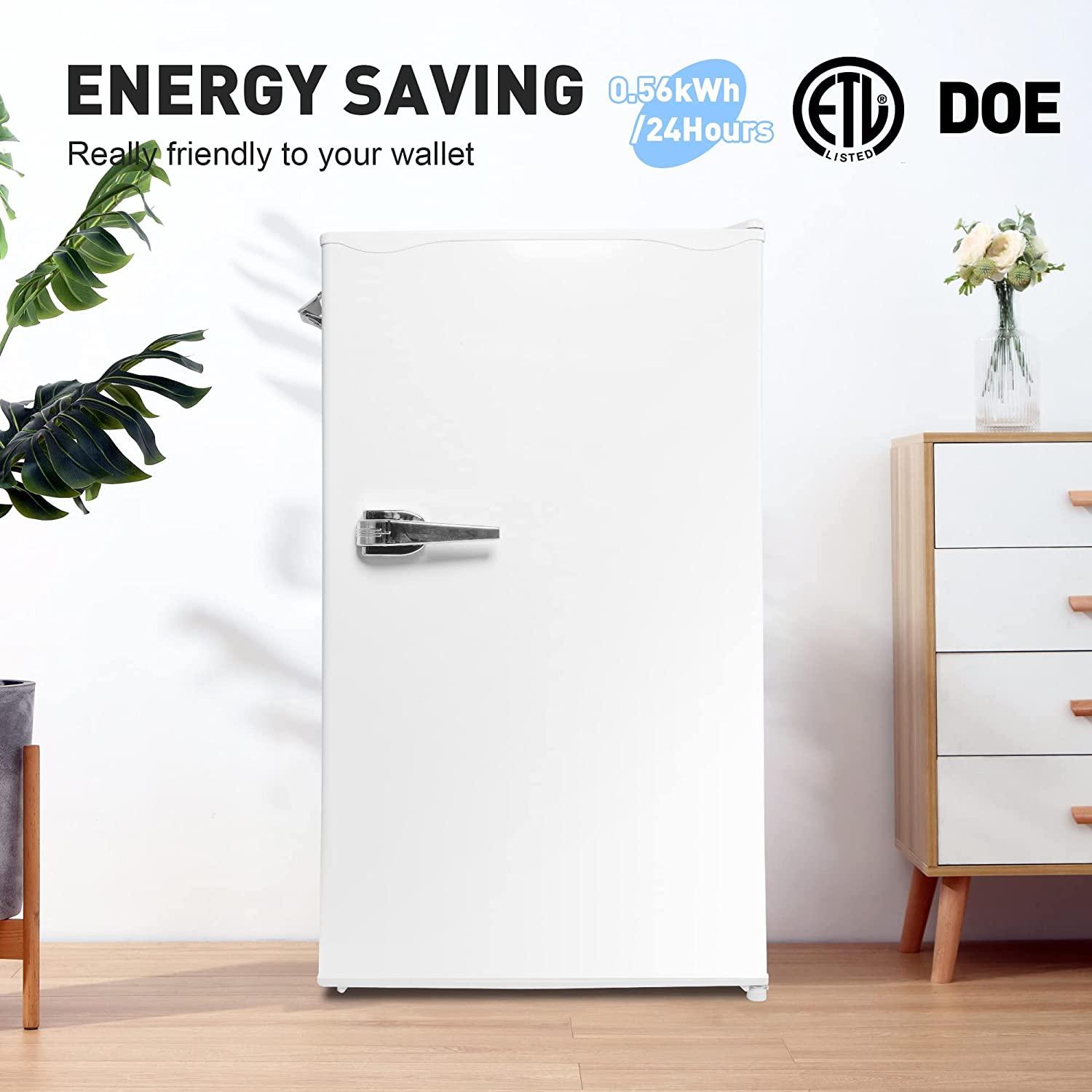 3.2 Cu.Ft Compact Fridge with Freezer, White Single Door Mini Refrigerator with Adjustable Thermostat Control - Bosonshop