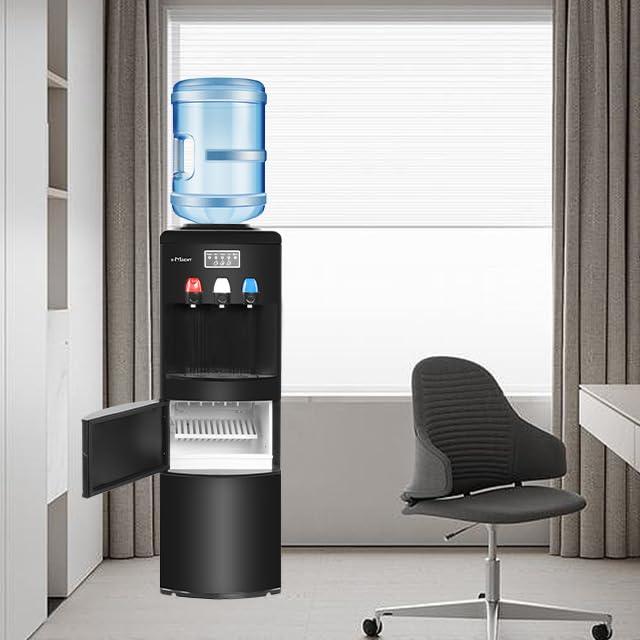 2-in-1 Water Cooler Dispenser with Ice Maker (3-5 Gallon), Scoop, and Child Safety Lock, Black - Bosonshop