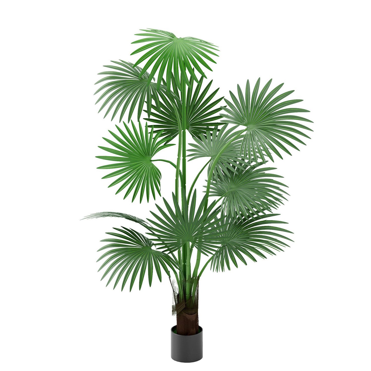 5.8' Artificial Palm Tree in Pot Indoor Ornament Green Plant with 12 Decorative Leaves, Green - Bosonshop