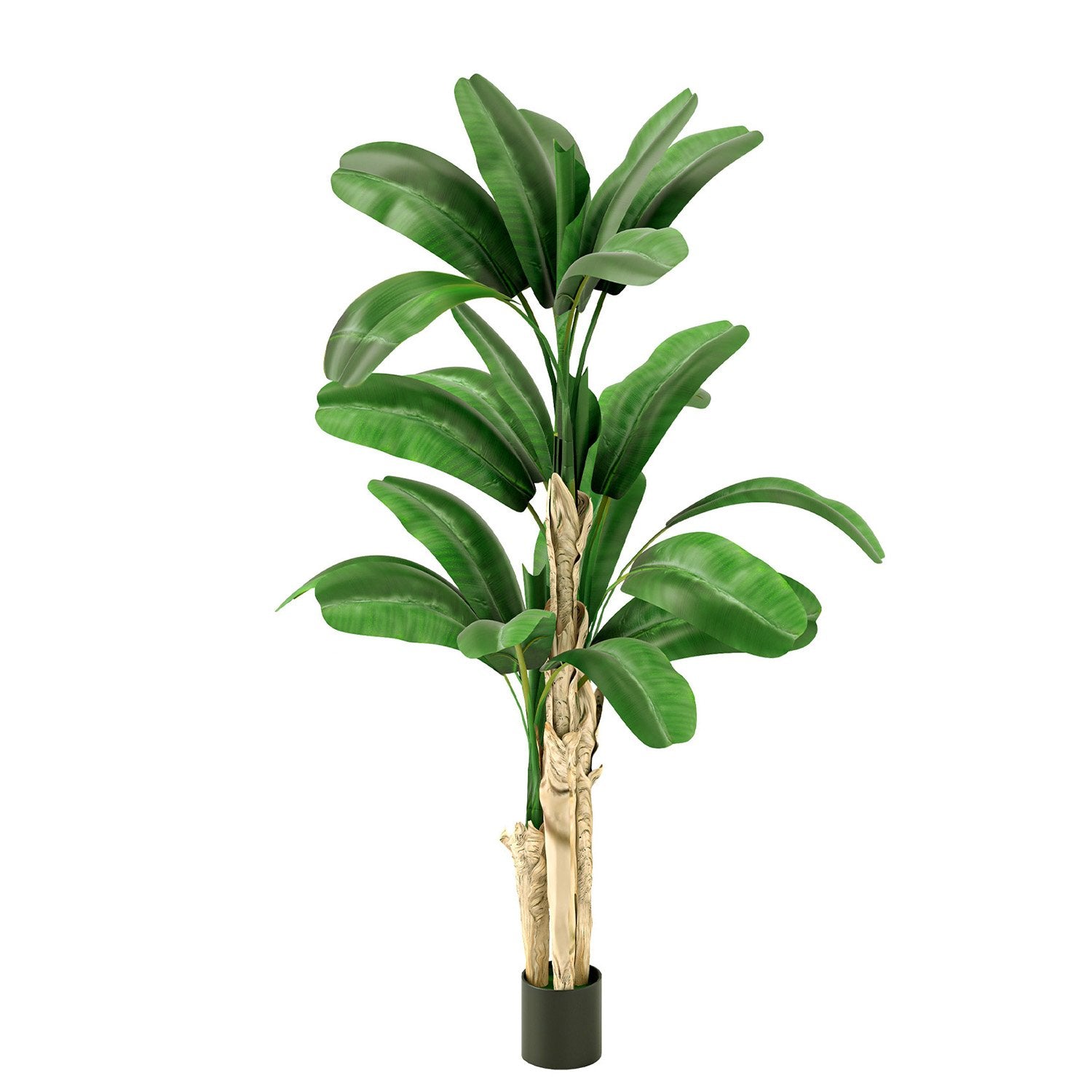 6.2' Artificial Banana Tree in Pot Indoor Ornament Green Plant with Decorative Leaves, Green - Bosonshop