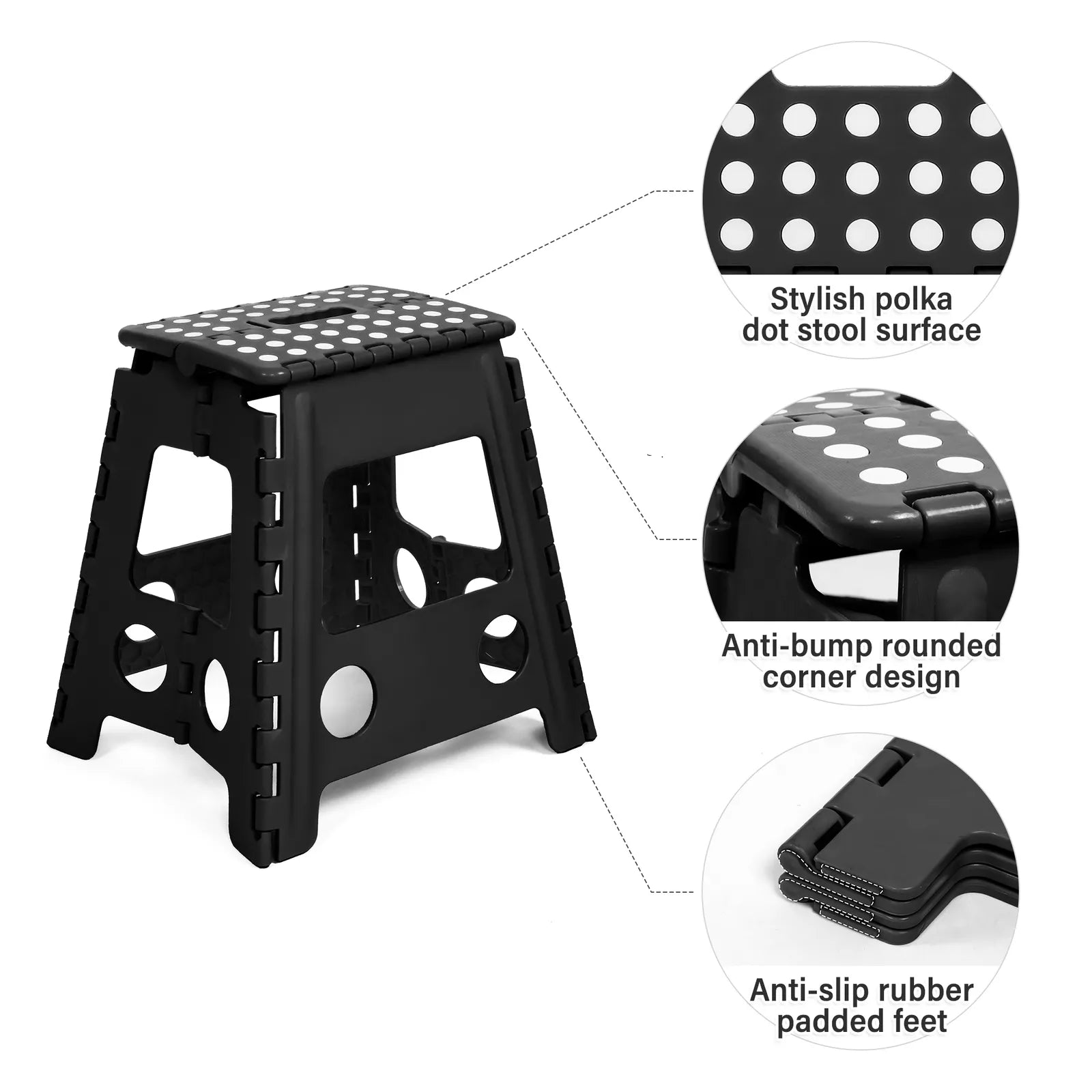 2 Pack Folding Step Stool with Portable Carrying Handle Safe Enough, Black