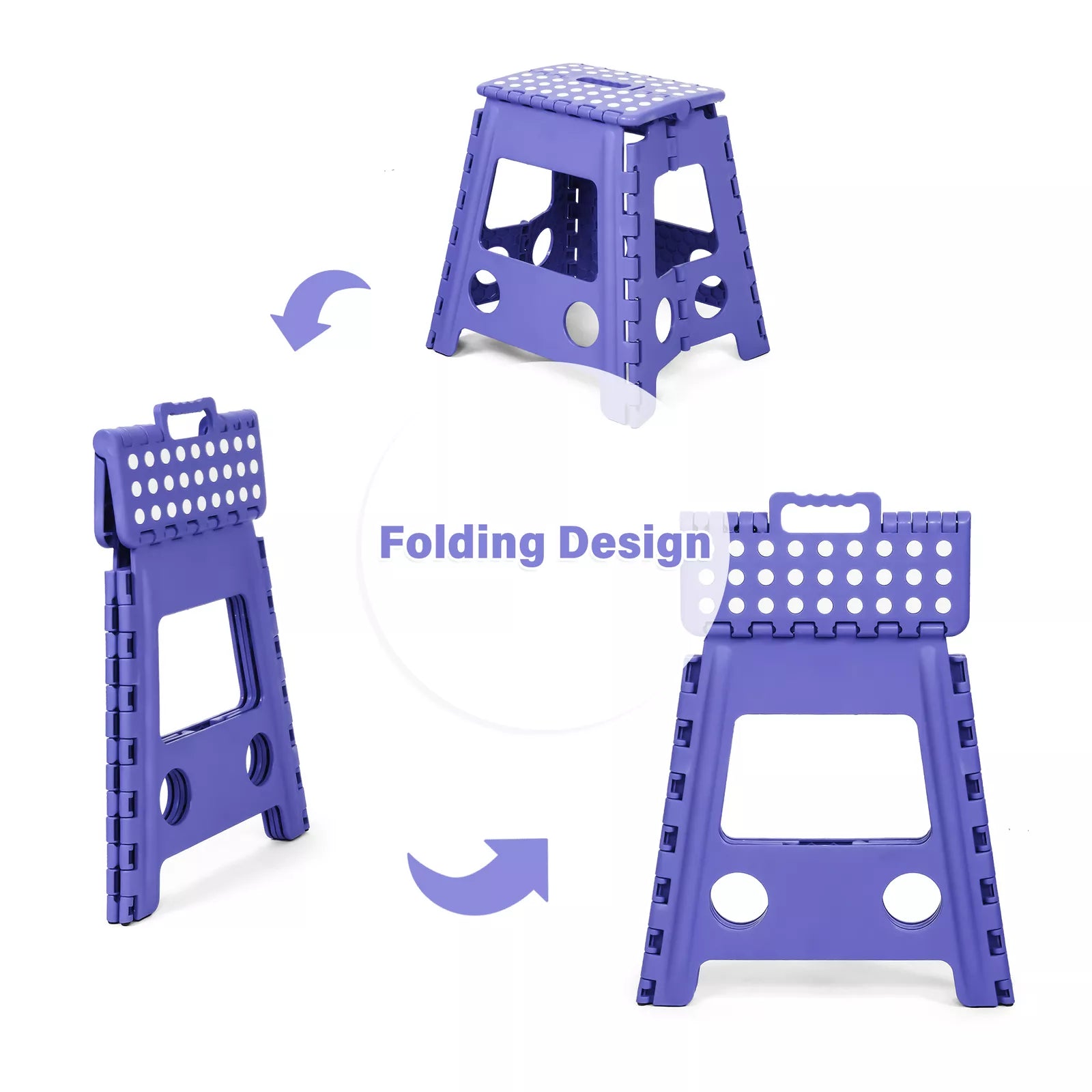 2 Pack Folding Step Stool with Portable Carrying Handle Safe Enough, Purple