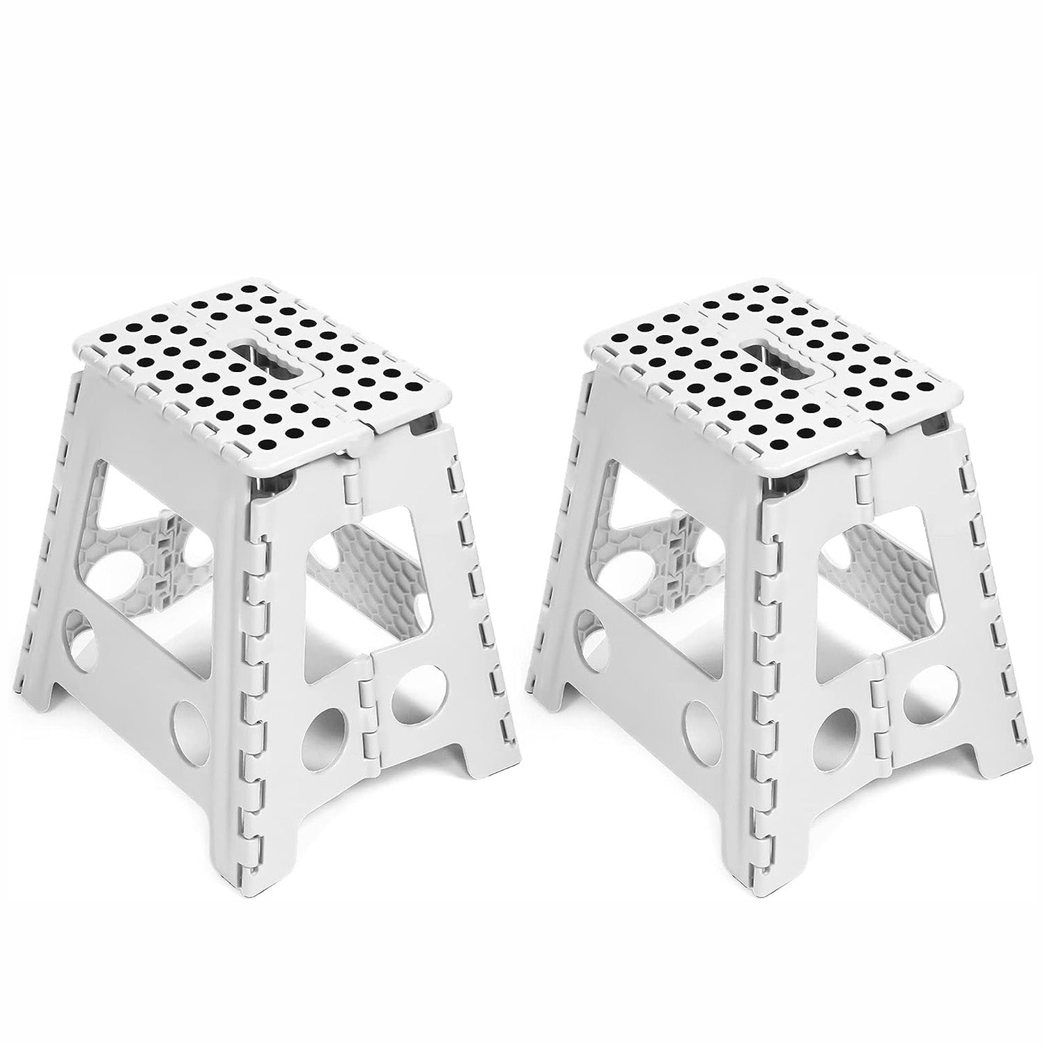 2 Pack Folding Step Stool with Portable Carrying Handle Safe Enough, White - Bosonshop