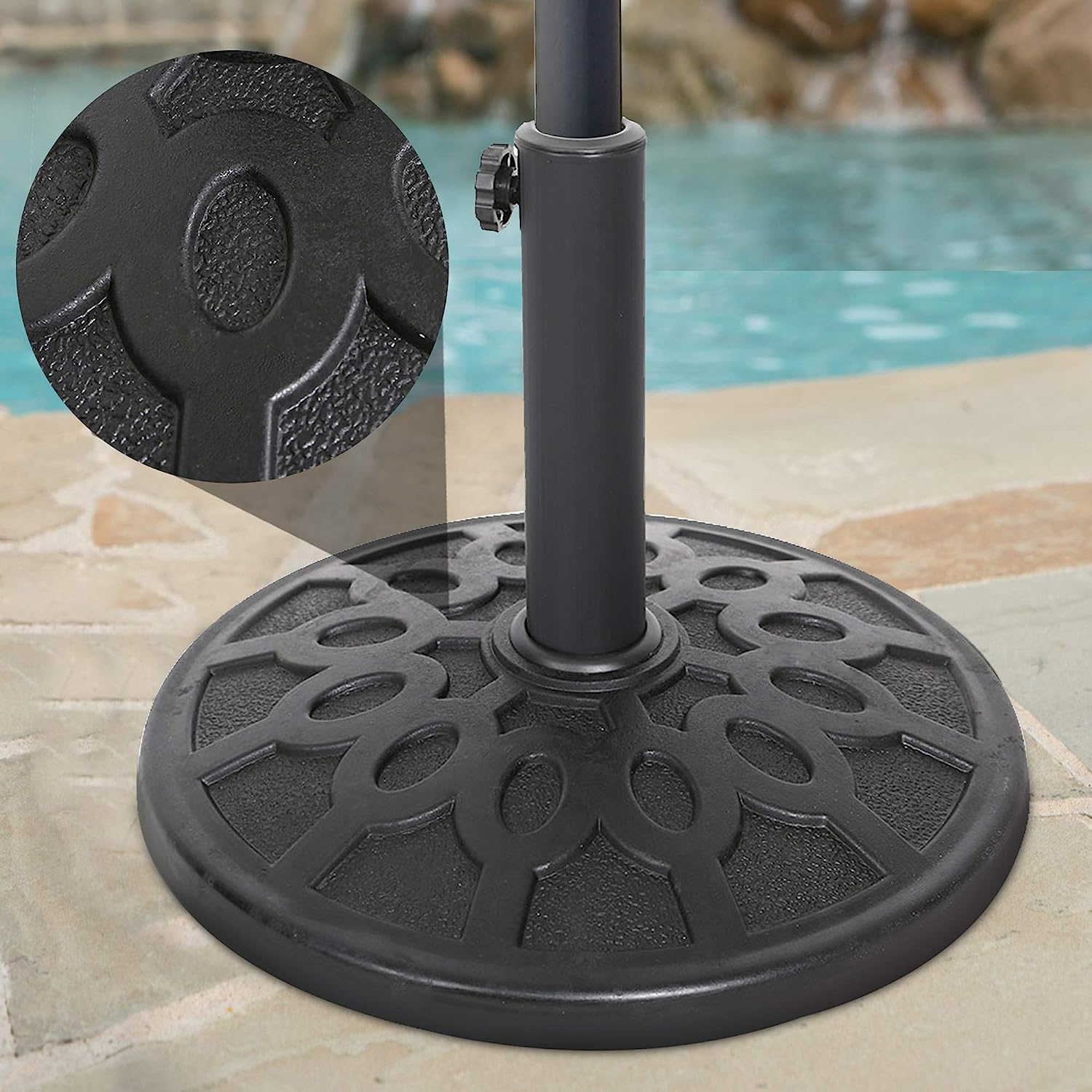 17-Inch Round Heavy Duty Outdoor Patio Umbrella Base Stand, Black - Bosonshop