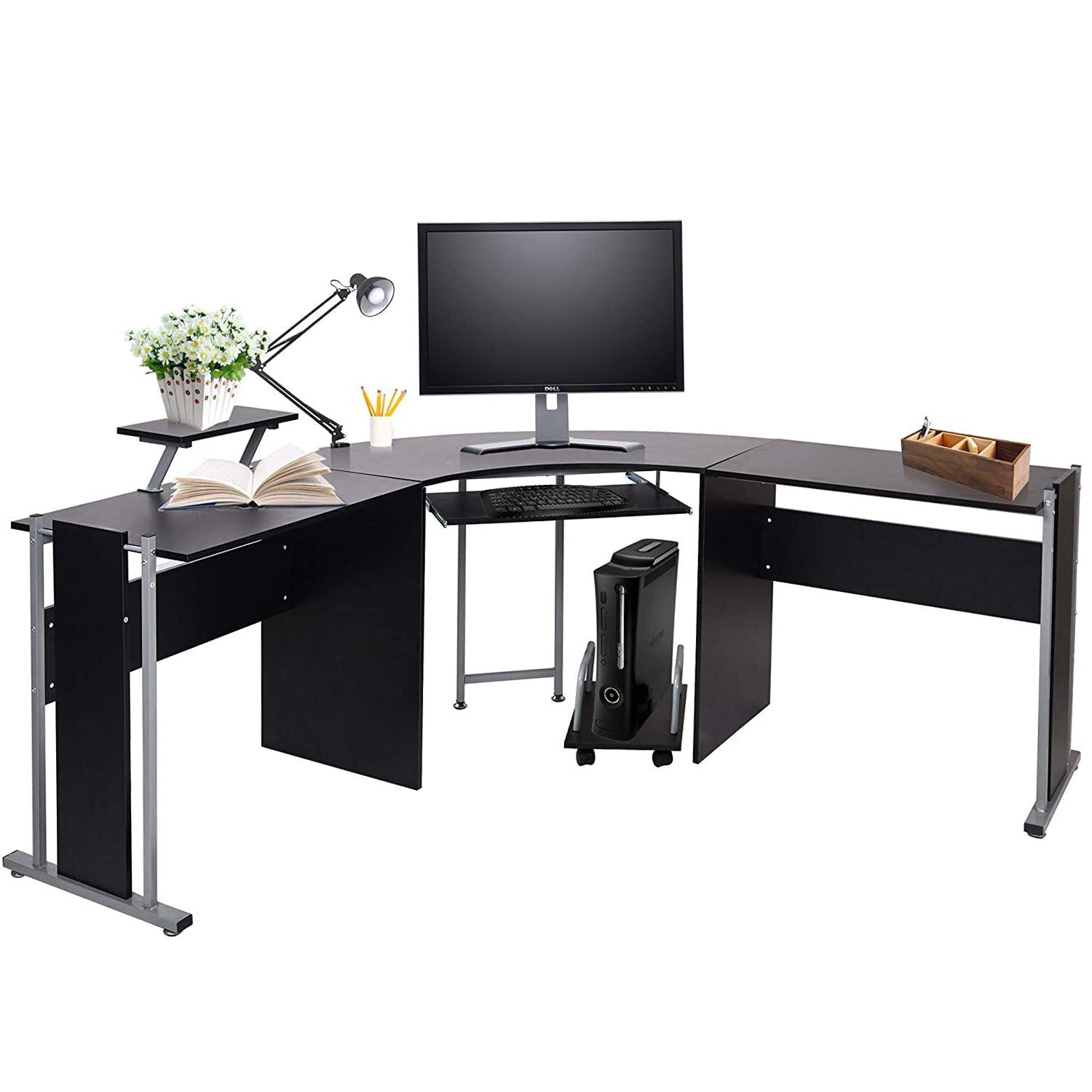 L-Shaped Computer Desk Modern Corner Table Wood Laptop Gaming Desk 71.2 x 22 x 30.3in - Bosonshop