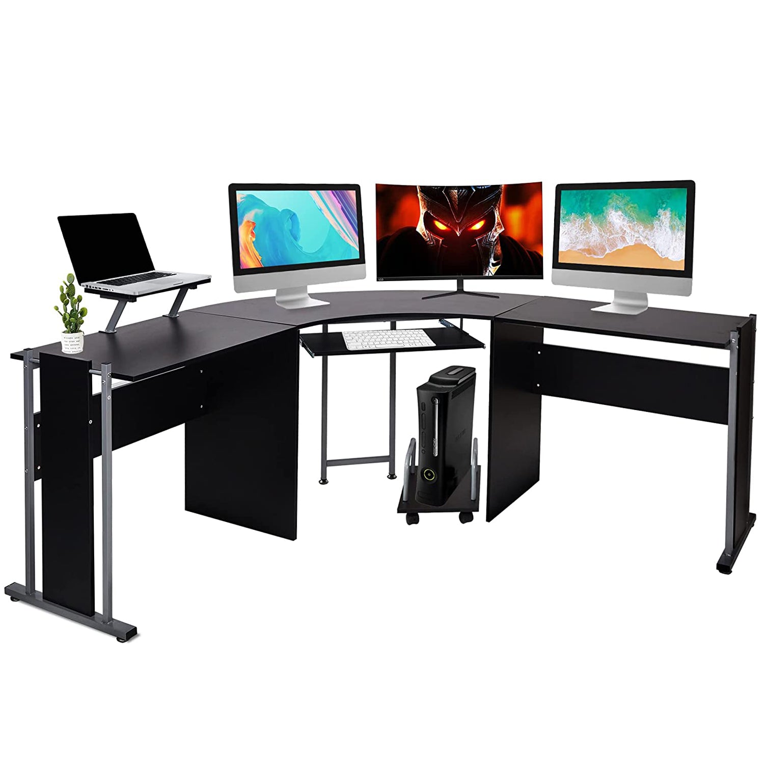 L-Shaped Computer Desk Modern Corner Table Wood Laptop Gaming Desk 71.2 x 22 x 30.3in - Bosonshop