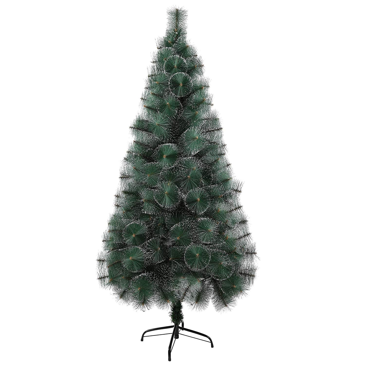 (Out of stock) 6' Classic Pine Needle Tree Encrypted Artificial Christmas Tree Natural Branch with Solid Metal Bracket, Conifer with Snowflake White Point - Bosonshop