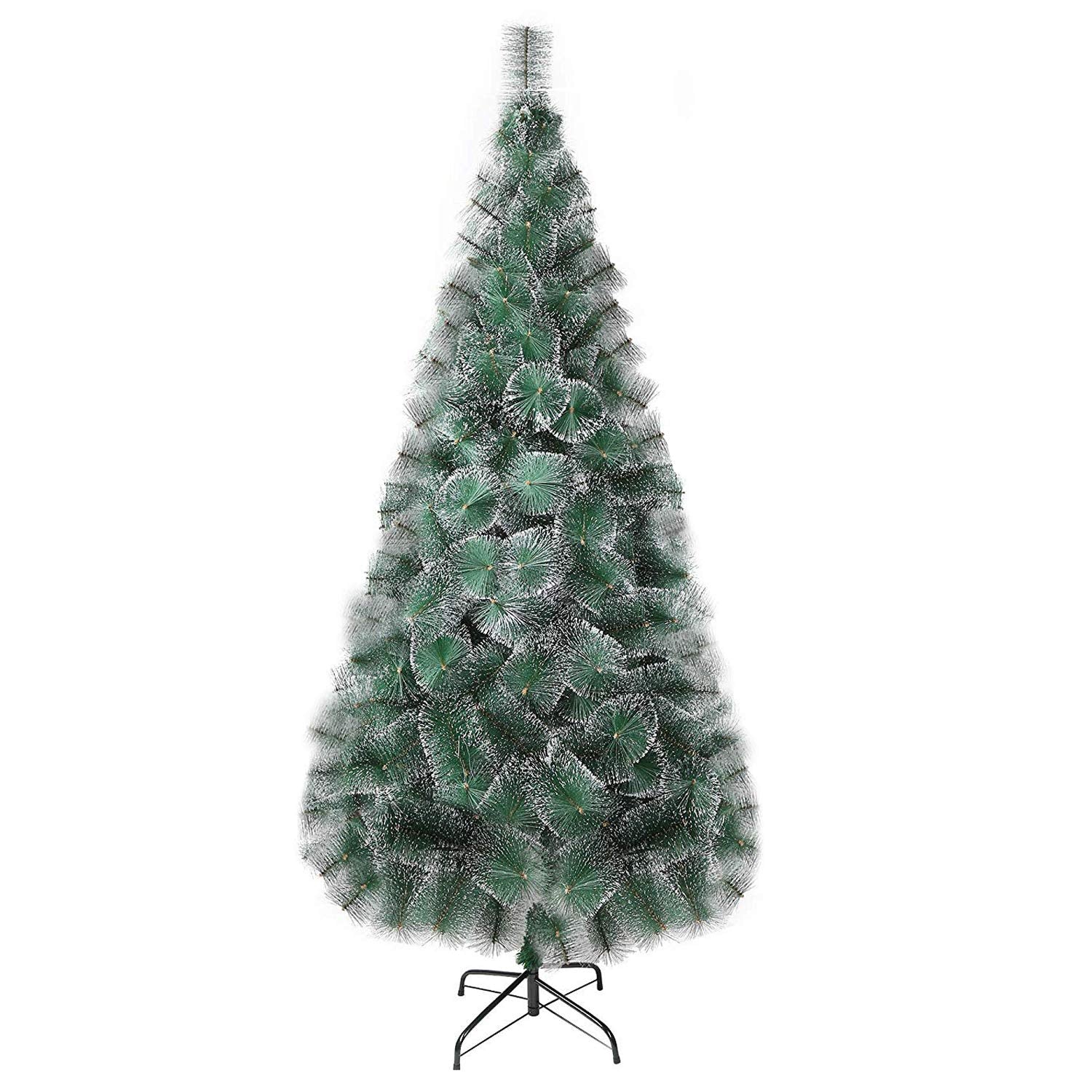 (Out of stock) 7' Classic Pine Needle Tree Encrypted Artificial Christmas Tree Natural Branch with Solid Metal Bracket, Conifer with Snowflake White Point - Bosonshop