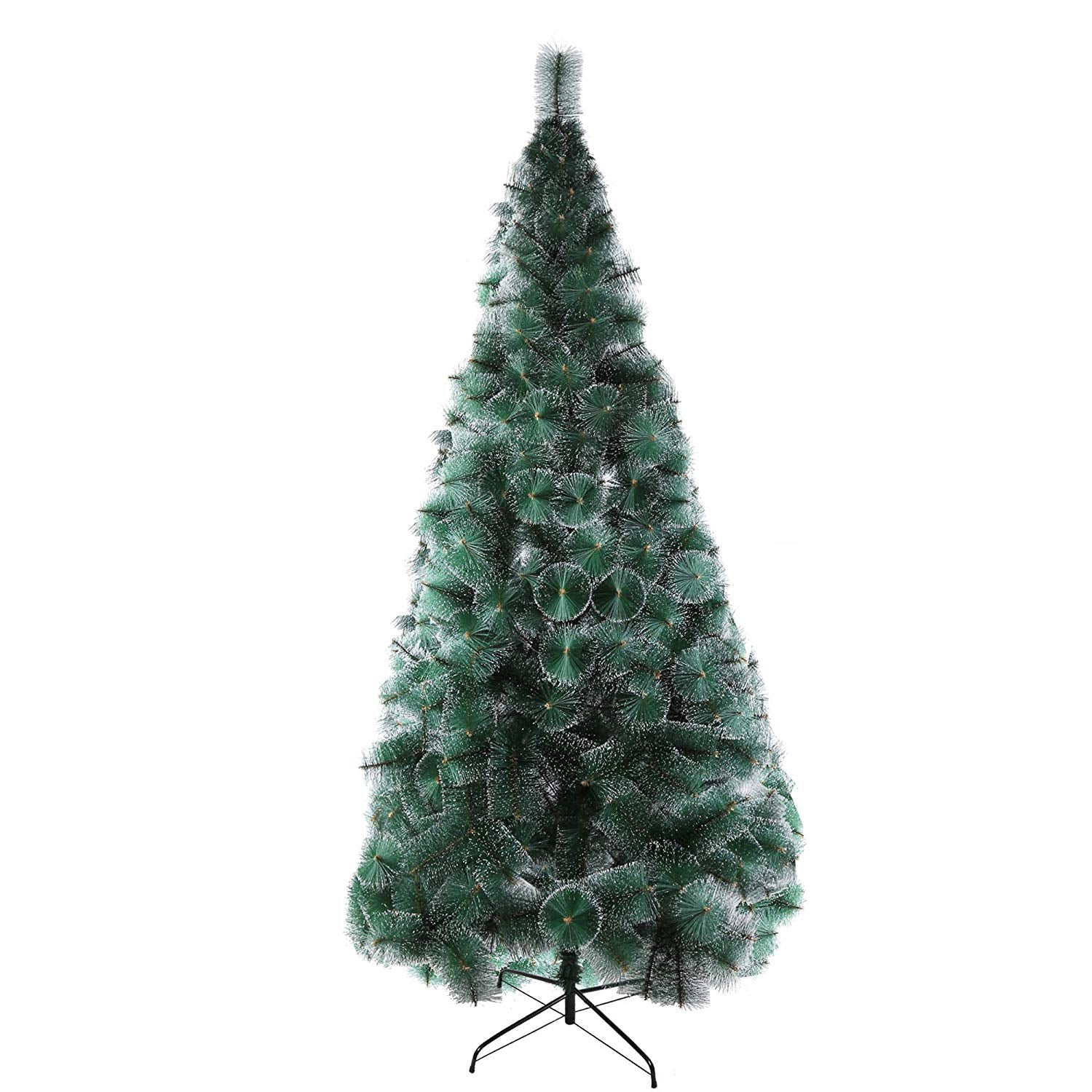 8' Classic Pine Needle Tree Encrypted Artificial Christmas Tree Natural Branch with Solid Metal Bracket, Conifer with Snowflake White Point - Bosonshop