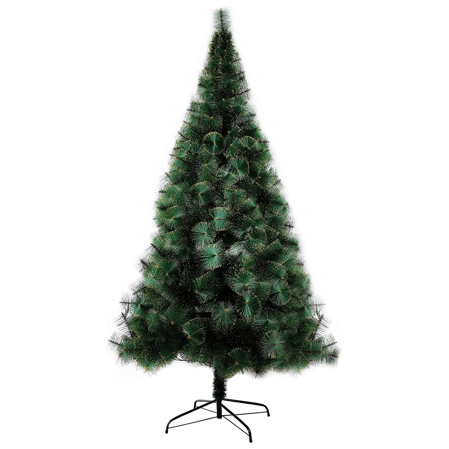 8' Classic Pine Artificial Christmas Tree Artificial Realistic Natural Branches with Solid Metal Stand with Golden Highlights - Bosonshop