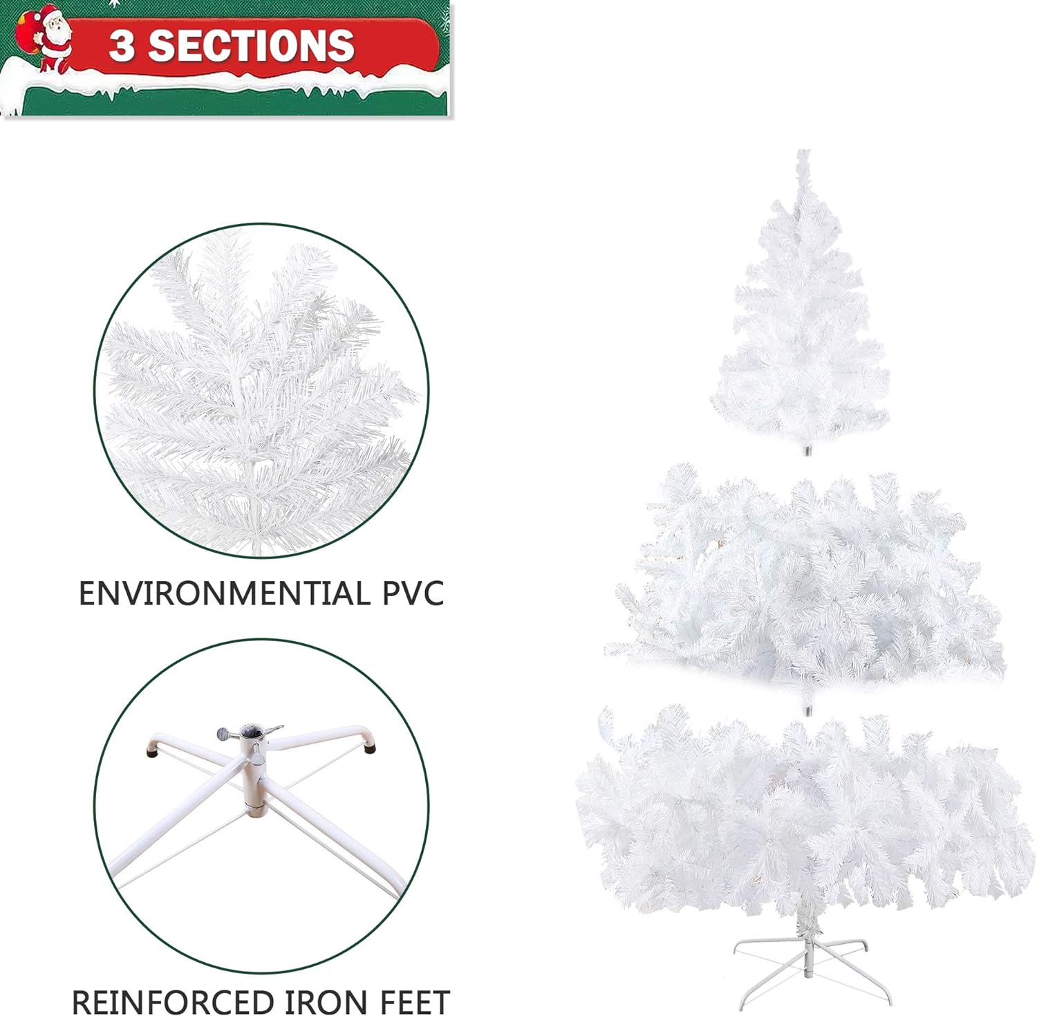 6' Premium Spruce Artificial Christmas Tree w/Metal Stand, White - Bosonshop