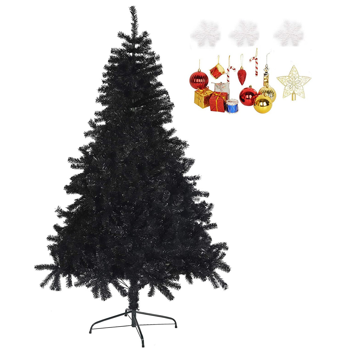 7.8' Premium Artificial Christmas Tree with Solid Metal Stand, Festive Indoor and Outdoor Decoration, Black - Bosonshop