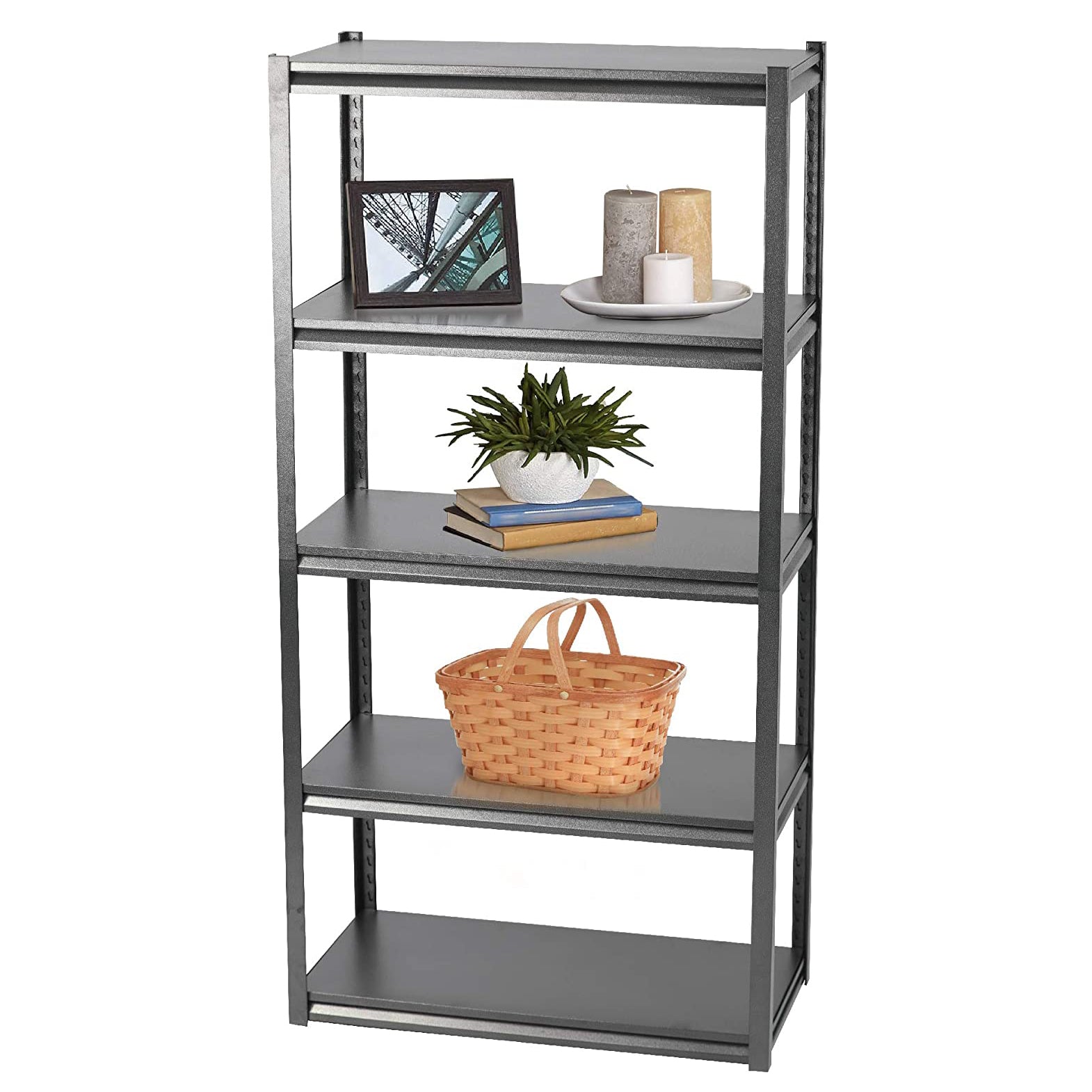 4 Tiers Adjustable Storage Shelf Rack Modern Style Bookcase Display Stand and Storage Tower,Black - Bosonshop