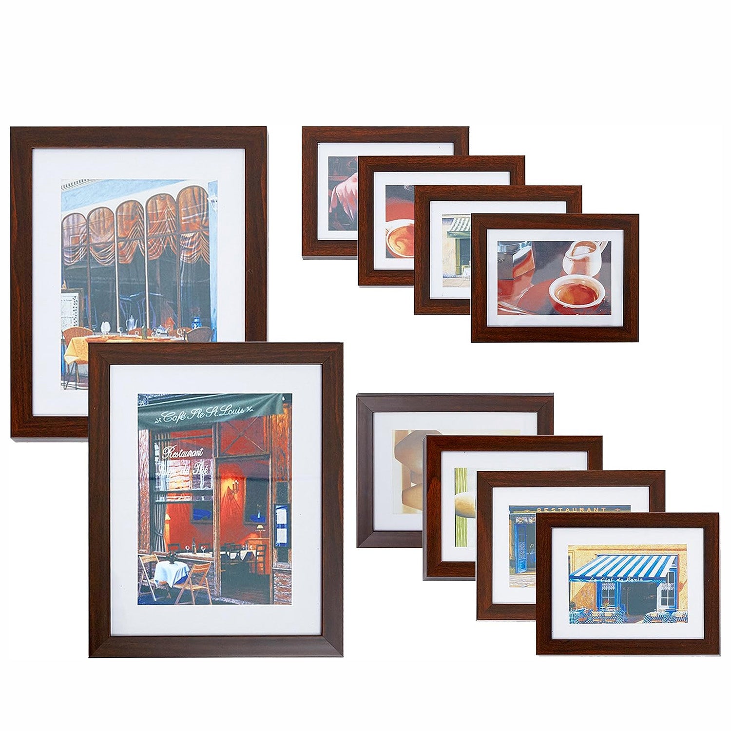 10 Pcs Multi Pack Picture Frame Value Set, Brown - Bosonshop