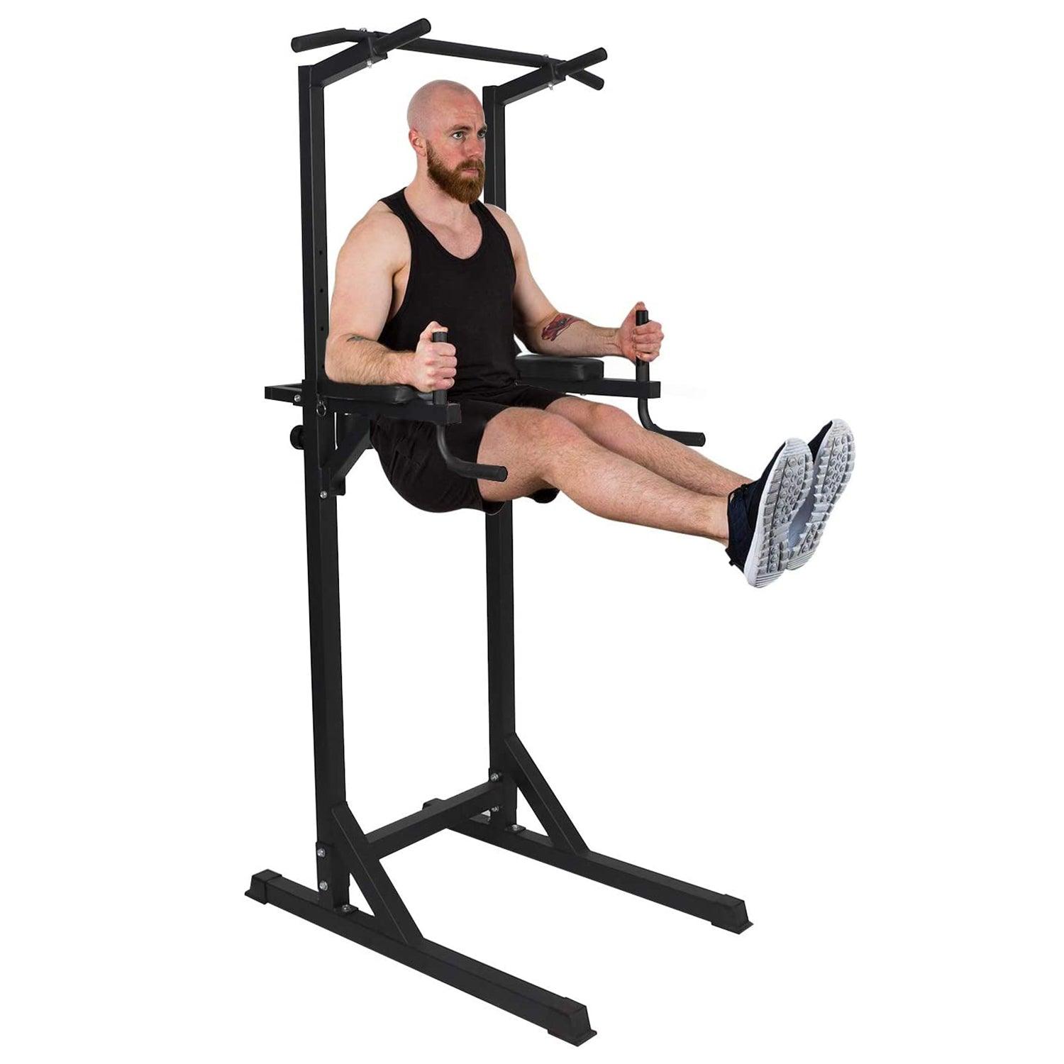 Strength Power Tower Dip Station Pull Up Bar Workout Equipment, Adjustable Height 62.2" to 84.5", Holds Up to 660LBS - Bosonshop