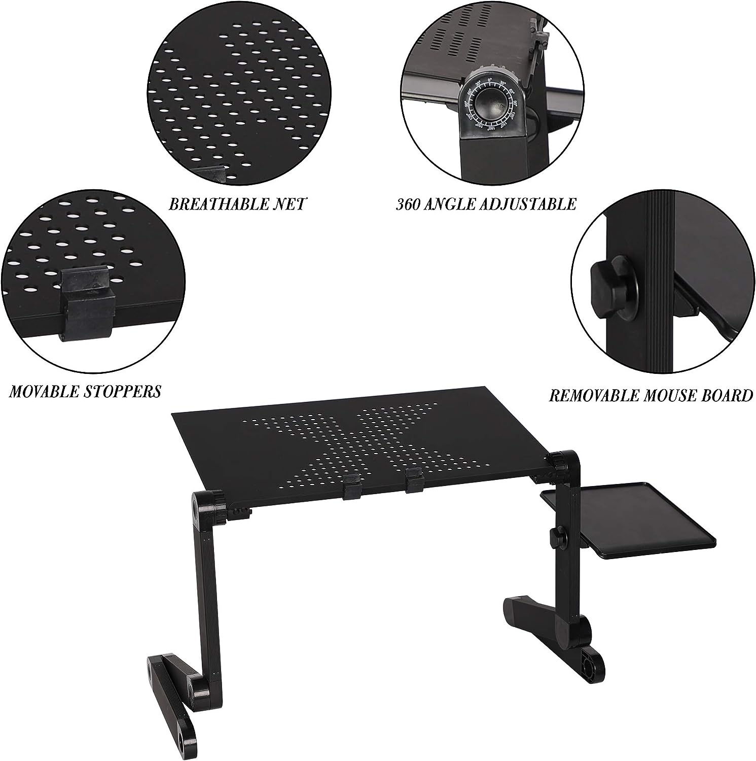 Foldable Adjustable Portable Laptop Table Stand Ergonomic Desk with Mouse Pad - Bosonshop