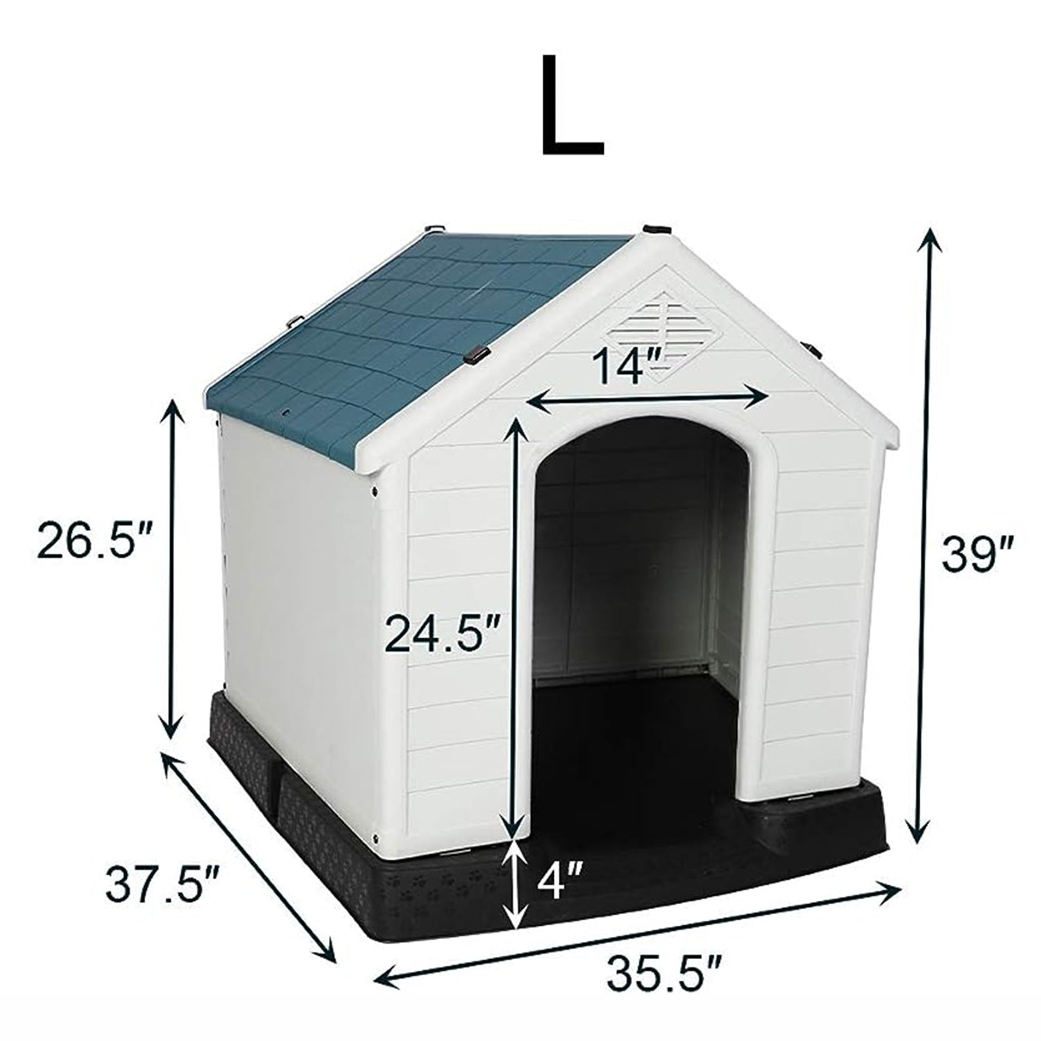 Dog House Outdoor Plastic 39" Height Weatherproof Kennel House with Elevated Floor - Bosonshop