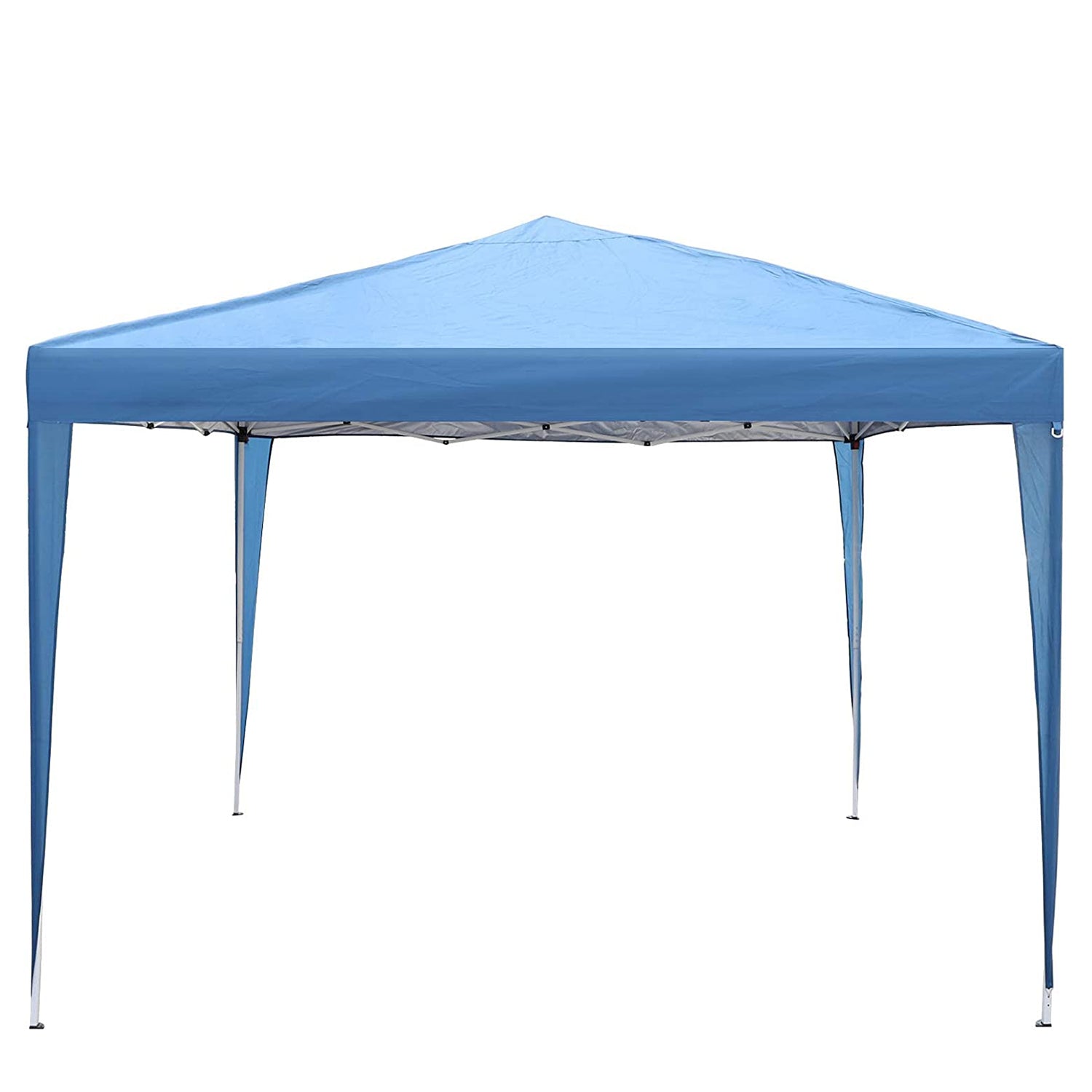 10 ft. Foldable Pop Up Canopy Tent with Mesh Sidewall Height Adjustable Outdoor Gazebos with Carrying Bag for Parties, Picnics & Camping, Blue - Bosonshop