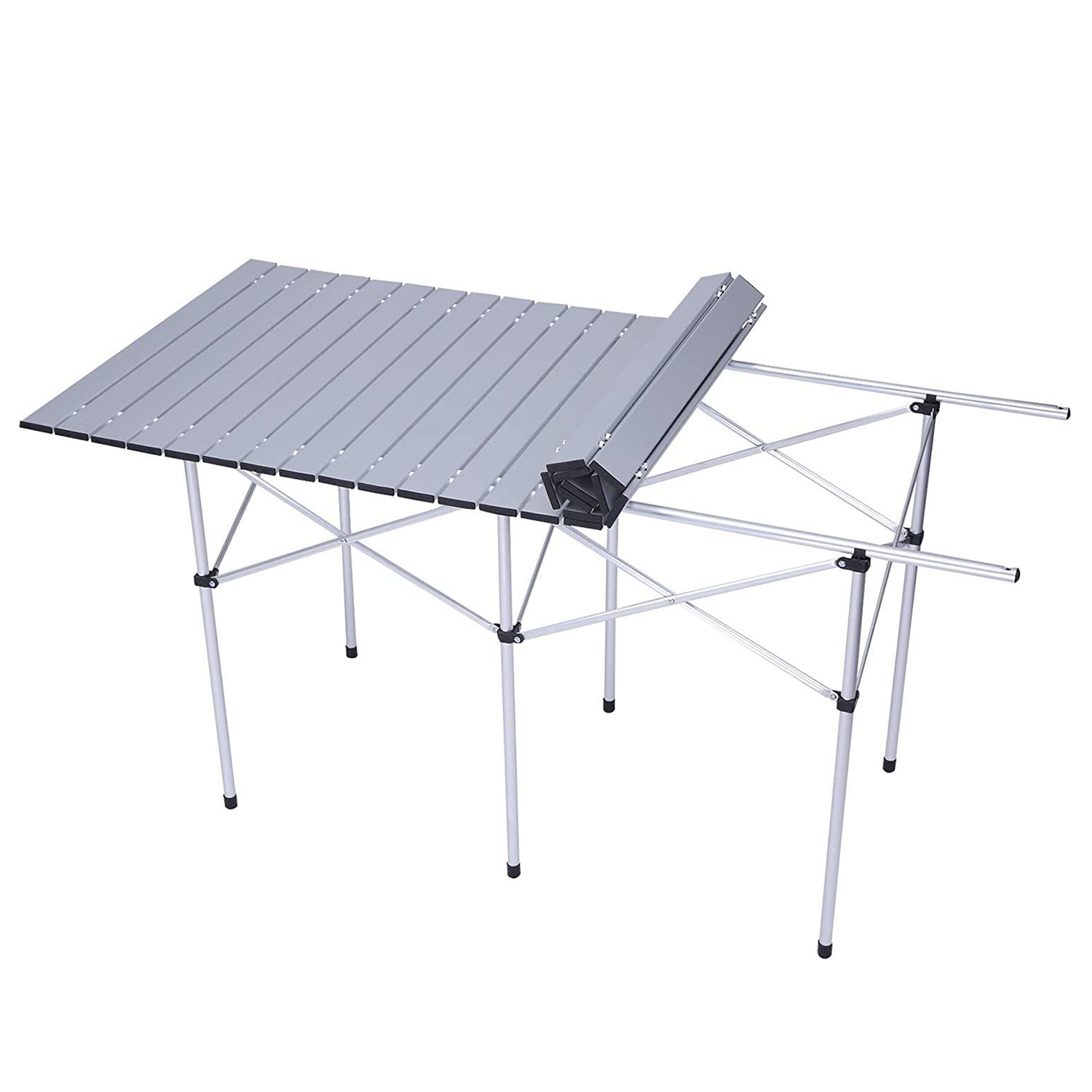 Portable Folding Lightweight Aluminum Camping Picnic Table, Compact Roll Top Table with Carry Bag - Bosonshop