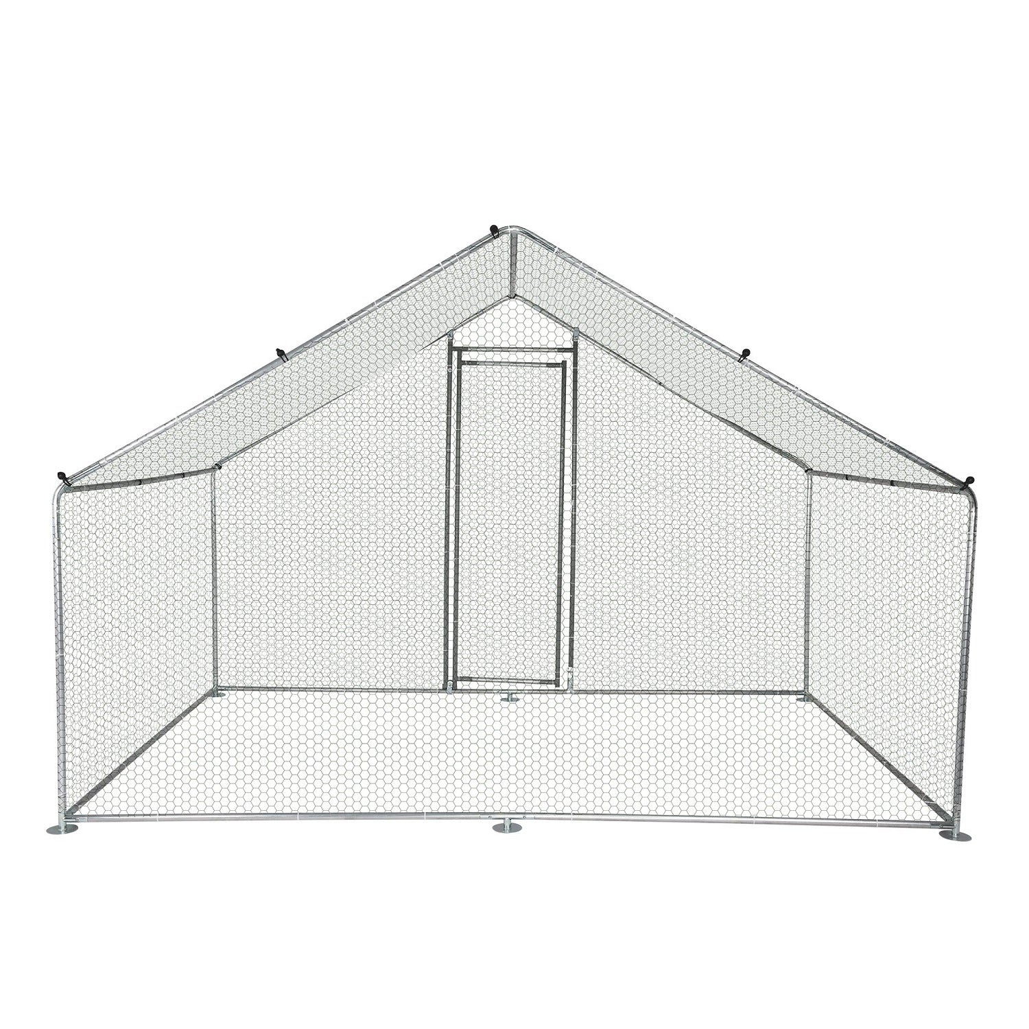 Outdoor Large Metal Chicken Coop 10' x 6.5' x 6.5' Walk-in Poultry Cage Backyard Hen House with Chicken Run Cover - Bosonshop