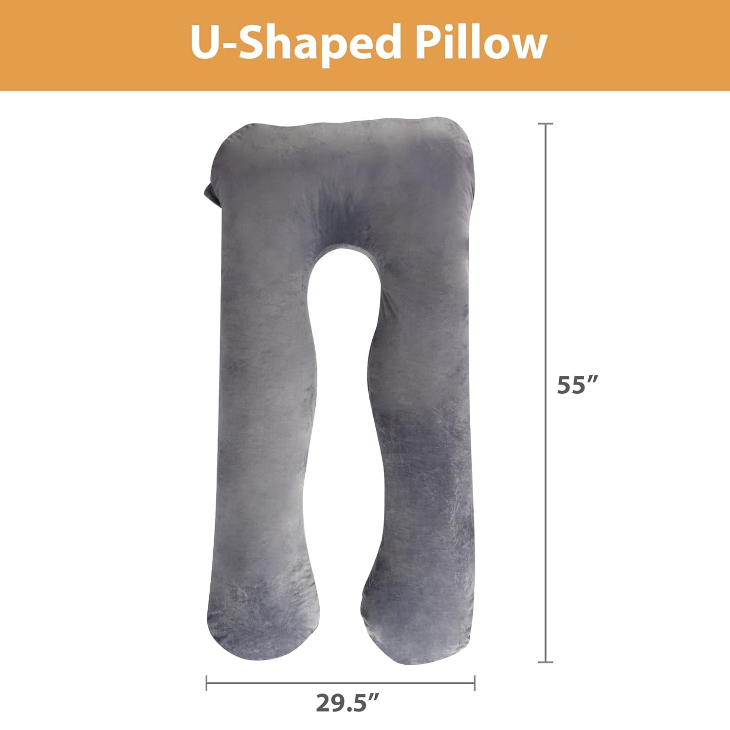 U-Shape Full Body Pillow 55 Inch Maternity Pillow with Washable Velvet Cover Nursing Support Cushion,Support for Back - Bosonshop