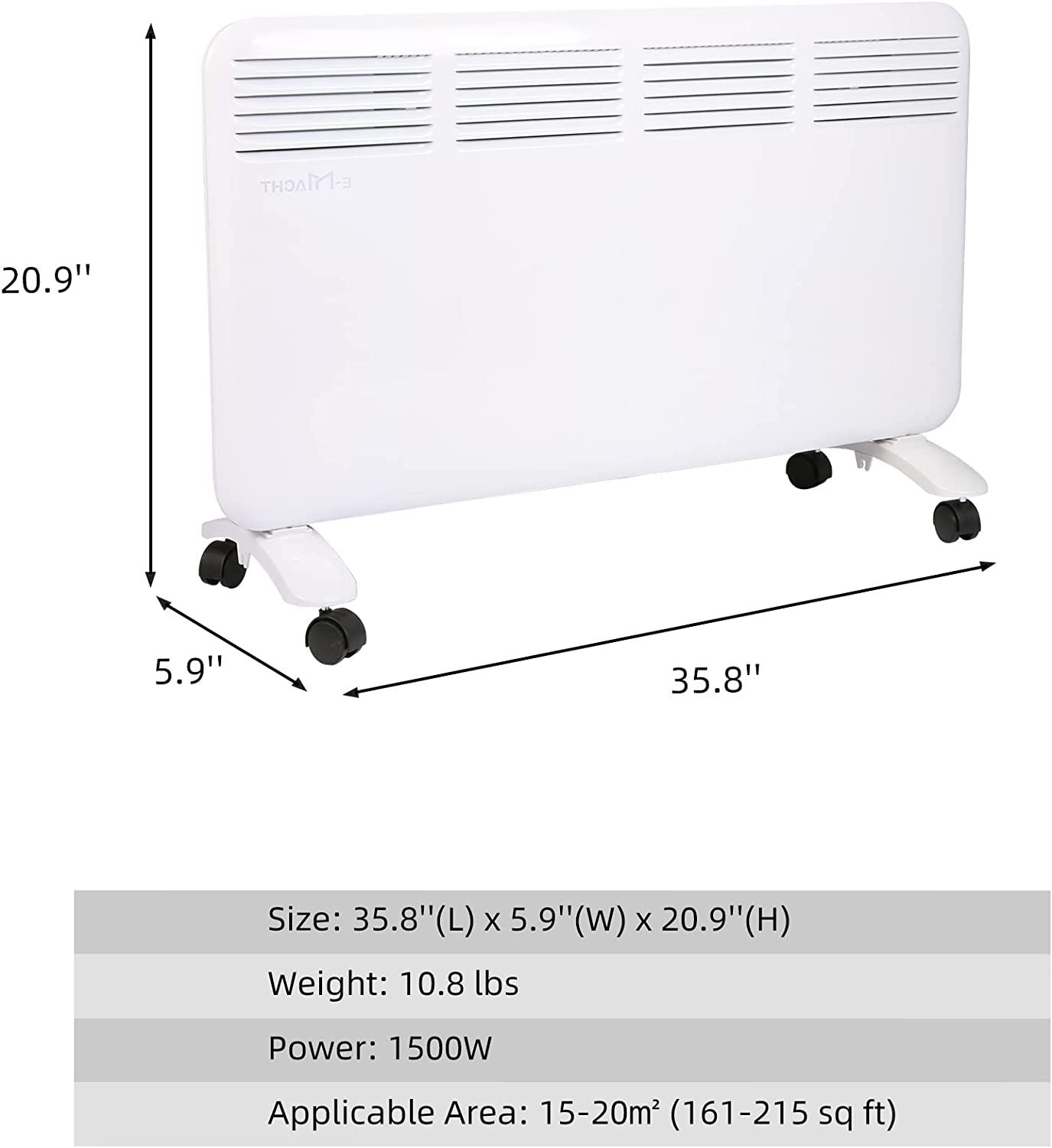 BOSONSHOP 1500W Electric Space Heater Freestanding Large Room Convection Heater w/ Adjustable LED Digital Thermostat