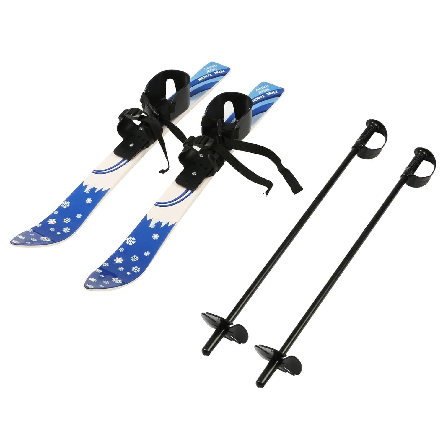 Kids Skis and Poles with Bindings for Age 2-4 Beginner Snow Skis 25.6", Blue - Bosonshop