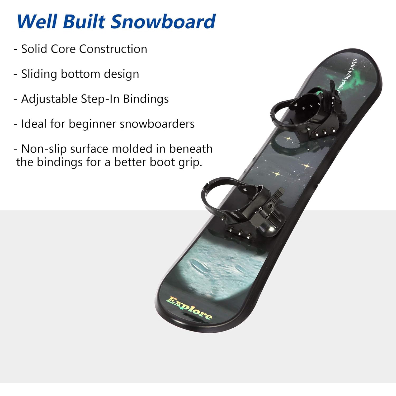 Snowboard for Kids Beginners - 43.3" Adjustable Step-in Bindings Winter Sport Ski Snow Board - Bosonshop