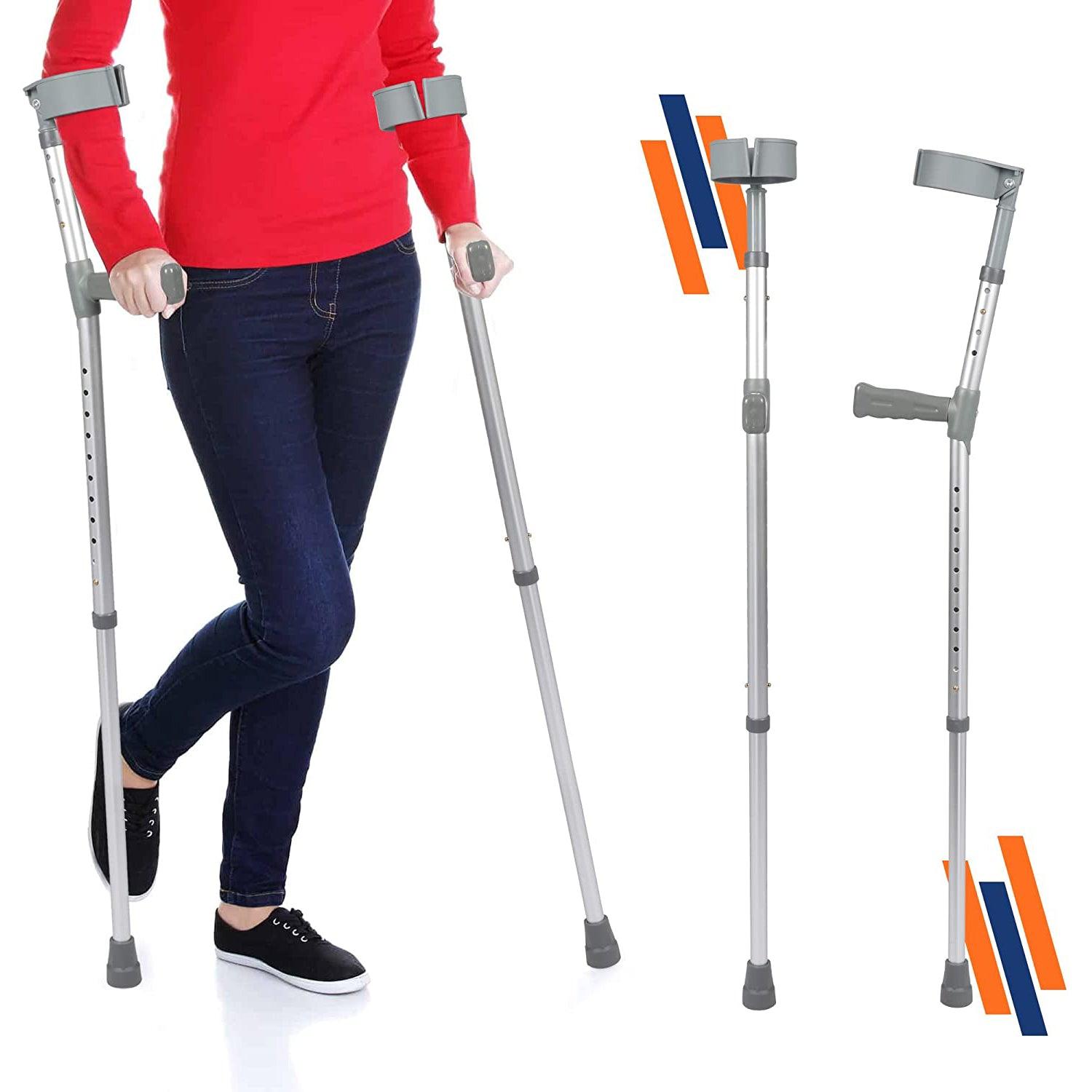 1 Pair of Aluminum Alloy Rehabilitation Crutches with Ergonomic Handles - Bosonshop