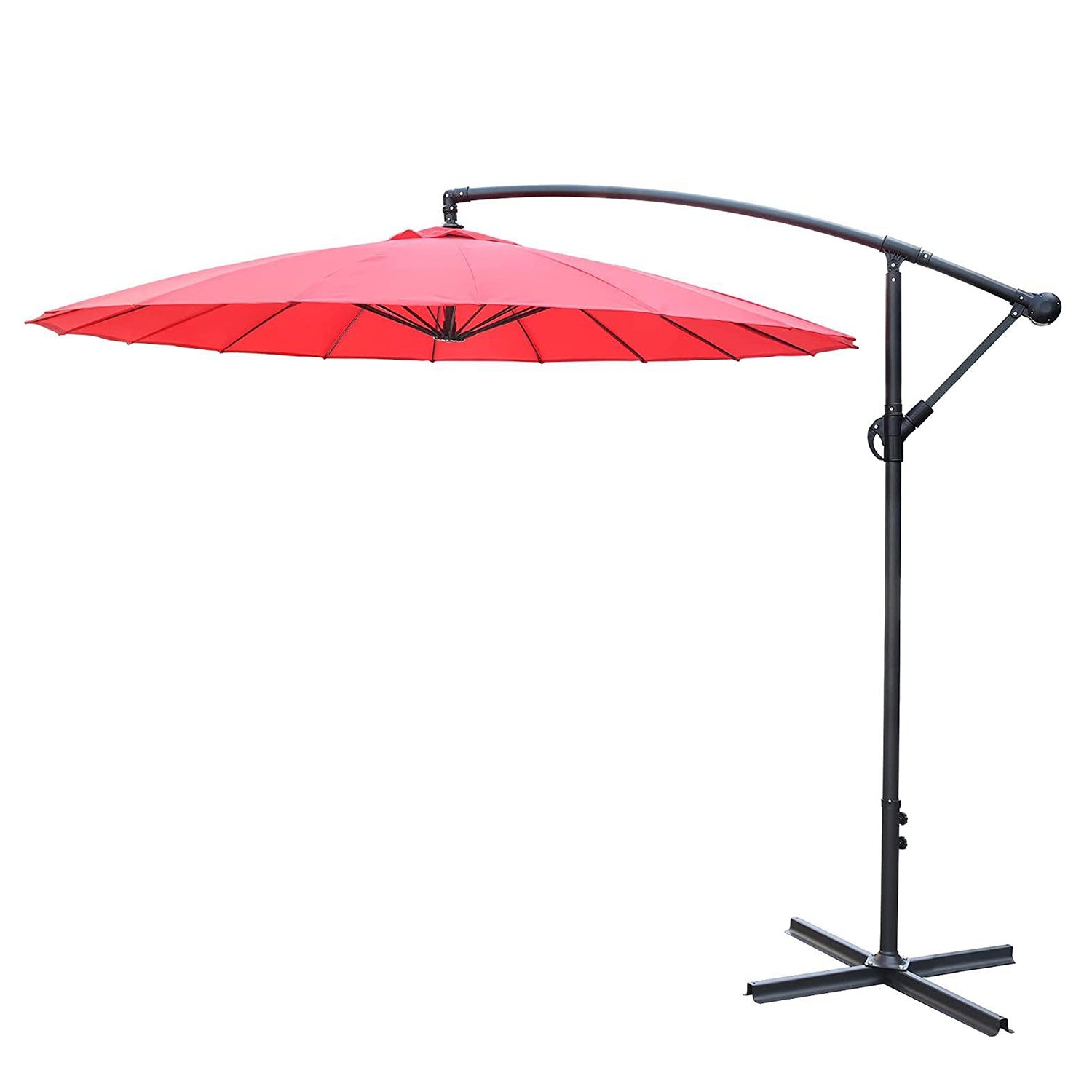 Offset Hanging Market Patio Umbrella w/Easy Tilt Adjustment for Backyard, Poolside, Lawn and Garden, Red - Bosonshop