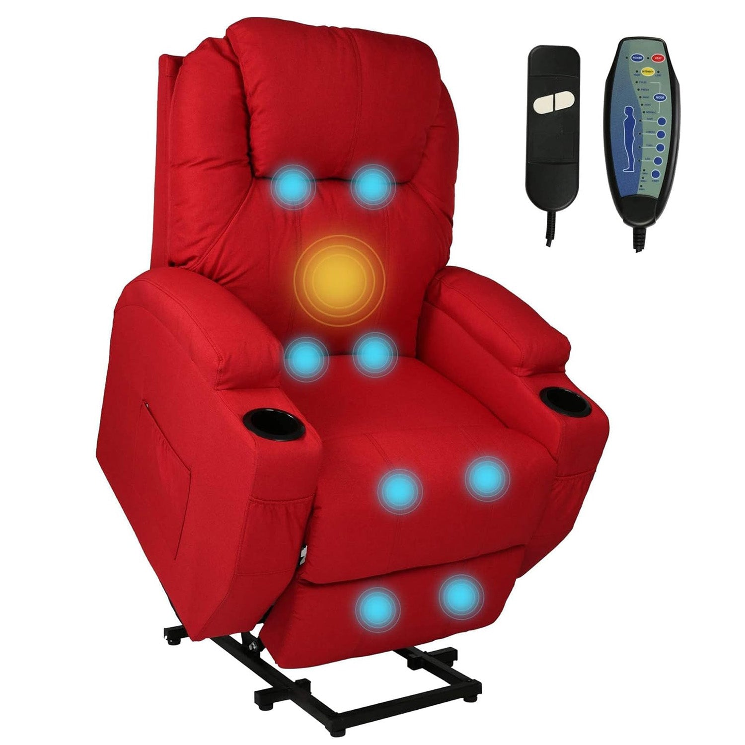 Power Lift Recliner Chair, Electric Full Body Massage Chair for Elderly with Massage and Heat, Red - Bosonshop