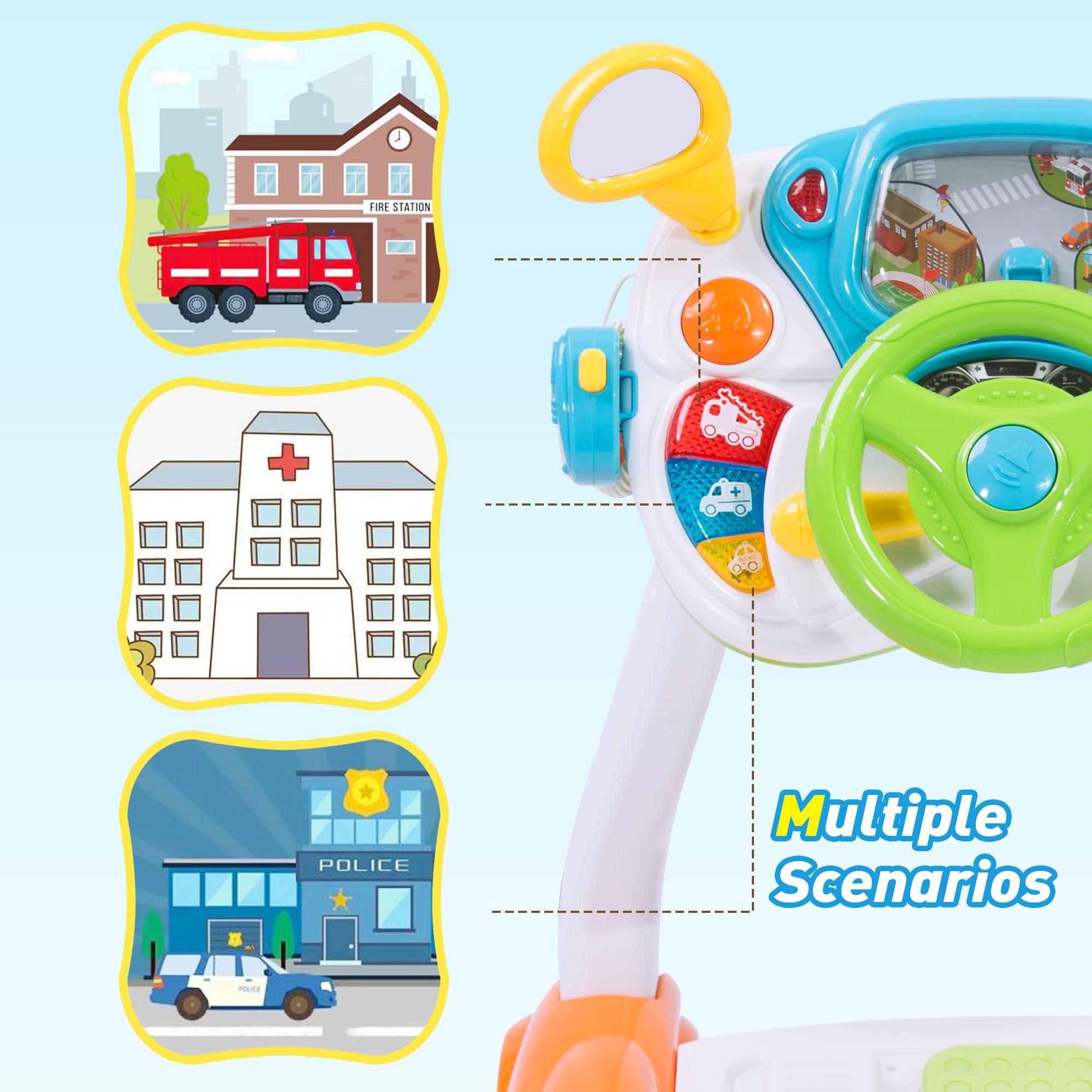 Kids Driving Simulate Ride on Toy Pretend Play Steering Wheel Toy for Toddlers - Bosonshop