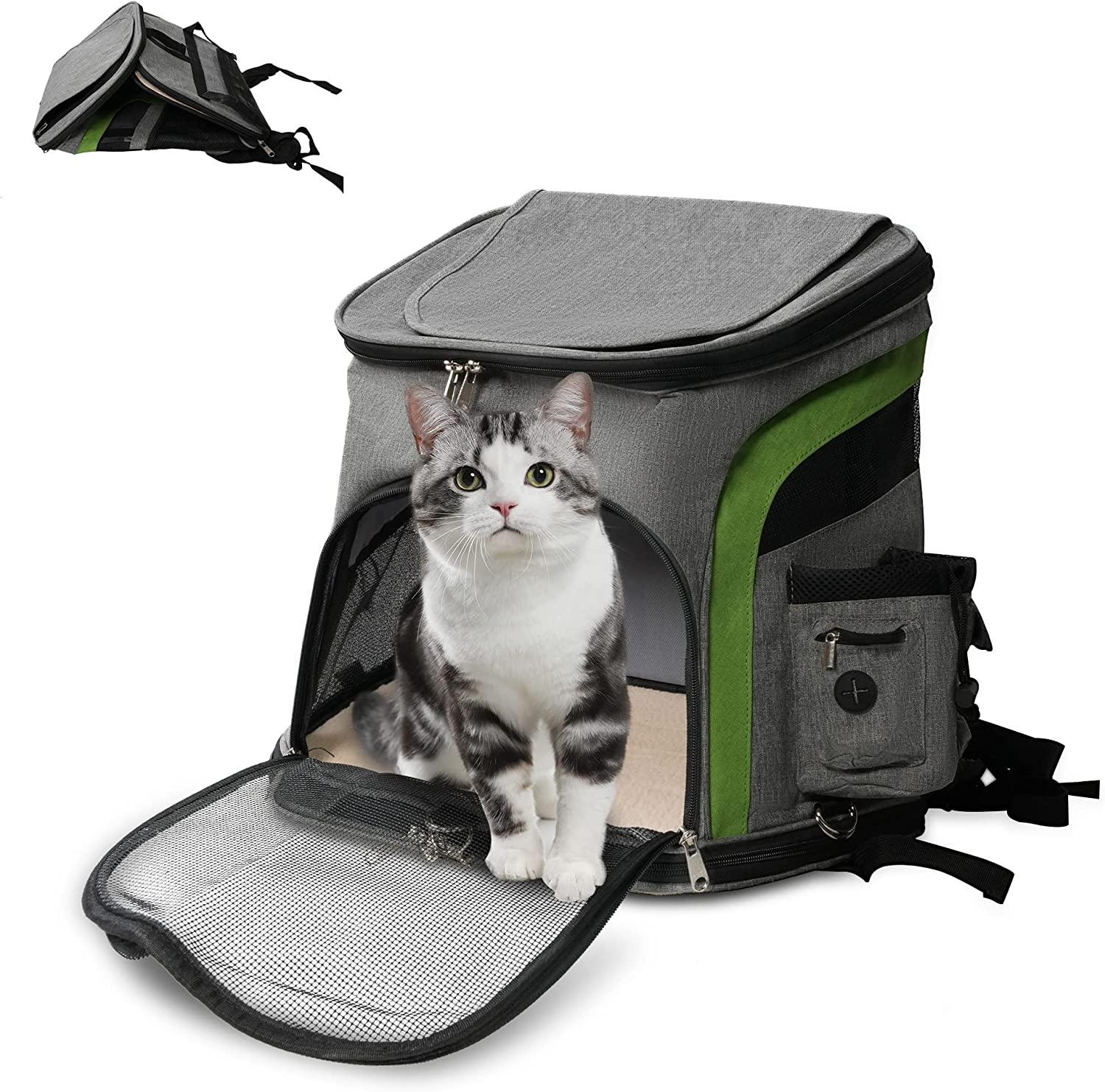 Cat Carrier Backpack, Airline Approved Pet Travel Carrier Bag with Safe Locking Zippers, Support Up to 22lbs - Bosonshop