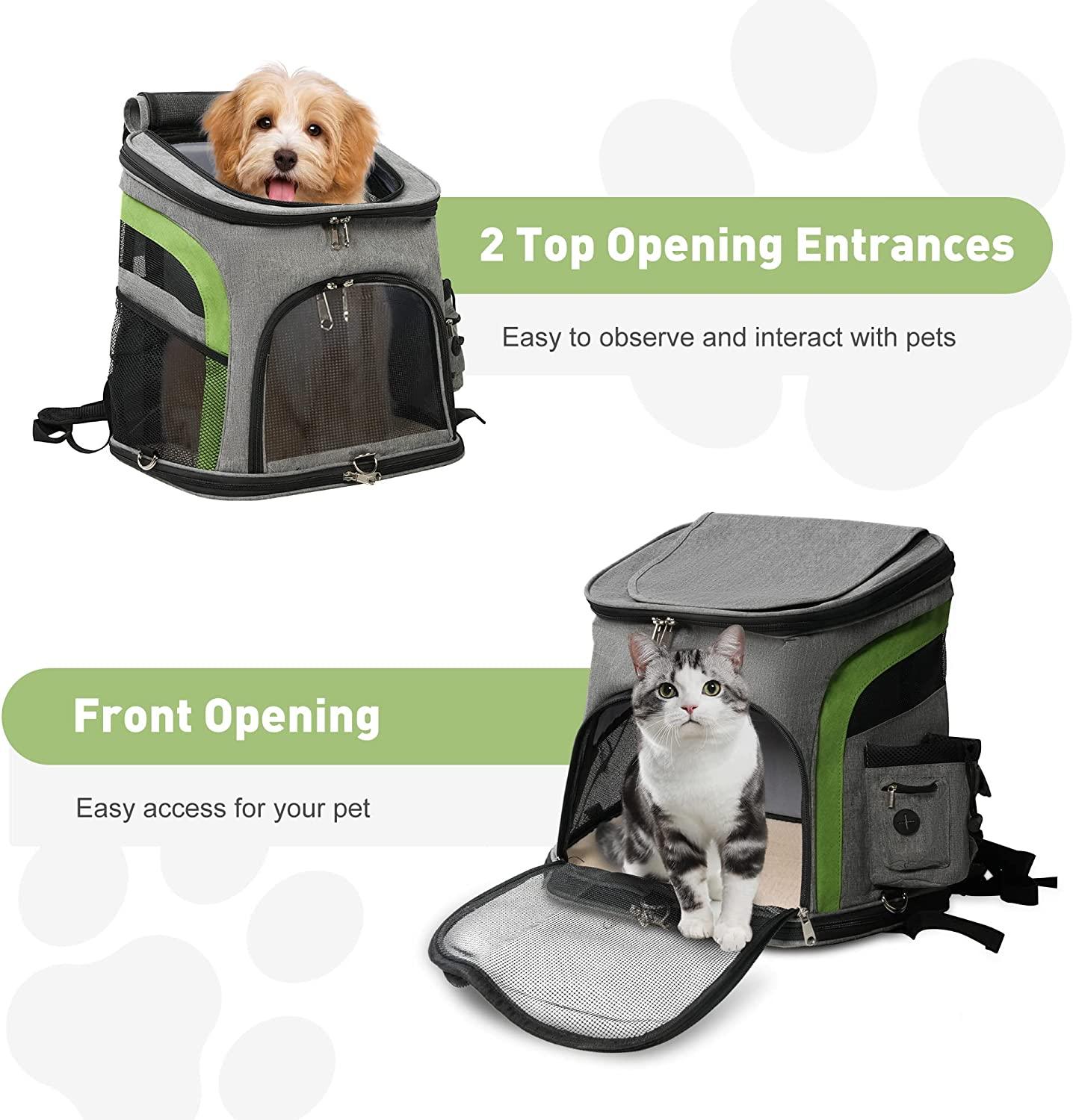 Cat Carrier Backpack, Airline Approved Pet Travel Carrier Bag with Safe Locking Zippers, Support Up to 22lbs - Bosonshop