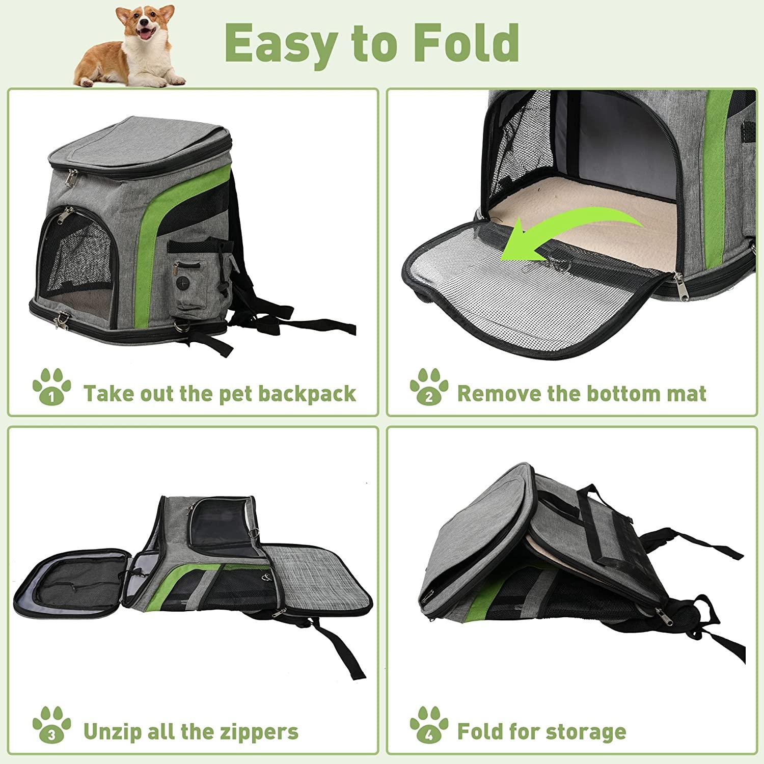 Cat Carrier Backpack, Airline Approved Pet Travel Carrier Bag with Safe Locking Zippers, Support Up to 22lbs - Bosonshop