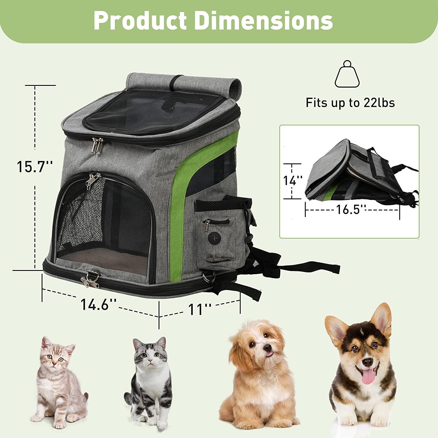 Cat Carrier Backpack, Airline Approved Pet Travel Carrier Bag with Safe Locking Zippers, Support Up to 22lbs - Bosonshop