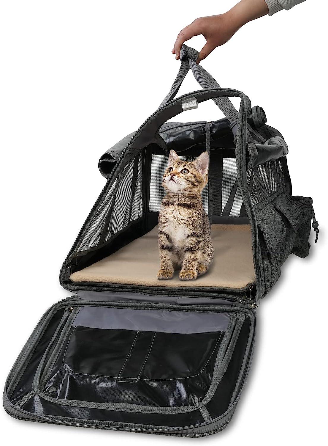 Portable Pet Carrier Up to 33lbs with Breathable Mesh & Safe Locking Zippers, Airline Approved - Bosonshop