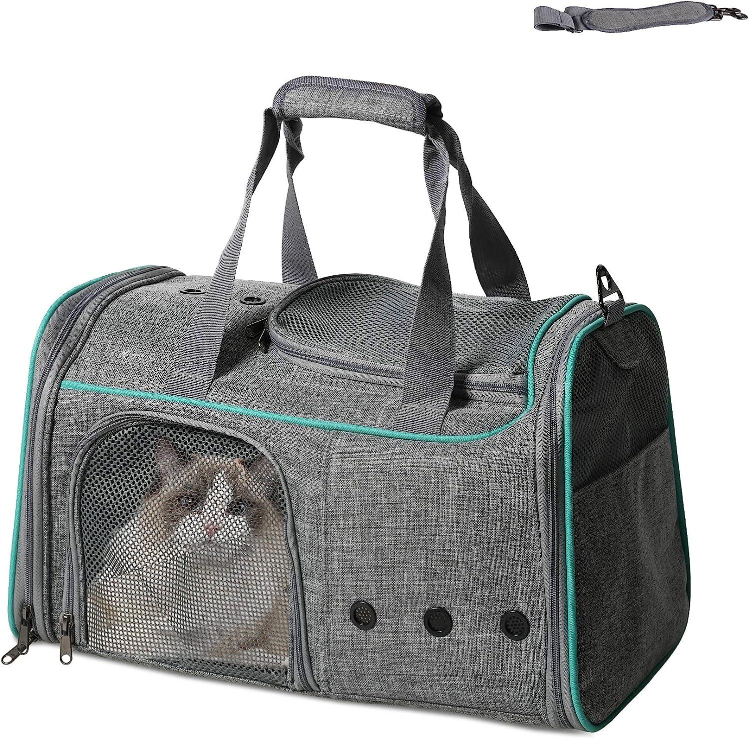 Airline Approved Pet Carrier for Cats Dogs Puppies Up to 16.5lbs with Breathable Mesh & Safe Locking Zippers - Bosonshop