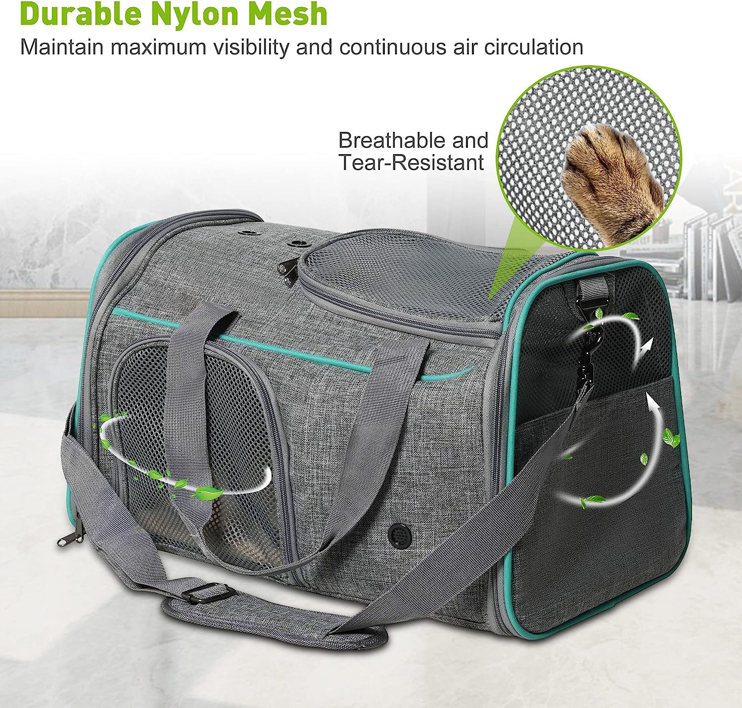 Airline Approved Pet Carrier for Cats Dogs Puppies Up to 16.5lbs with Breathable Mesh & Safe Locking Zippers - Bosonshop