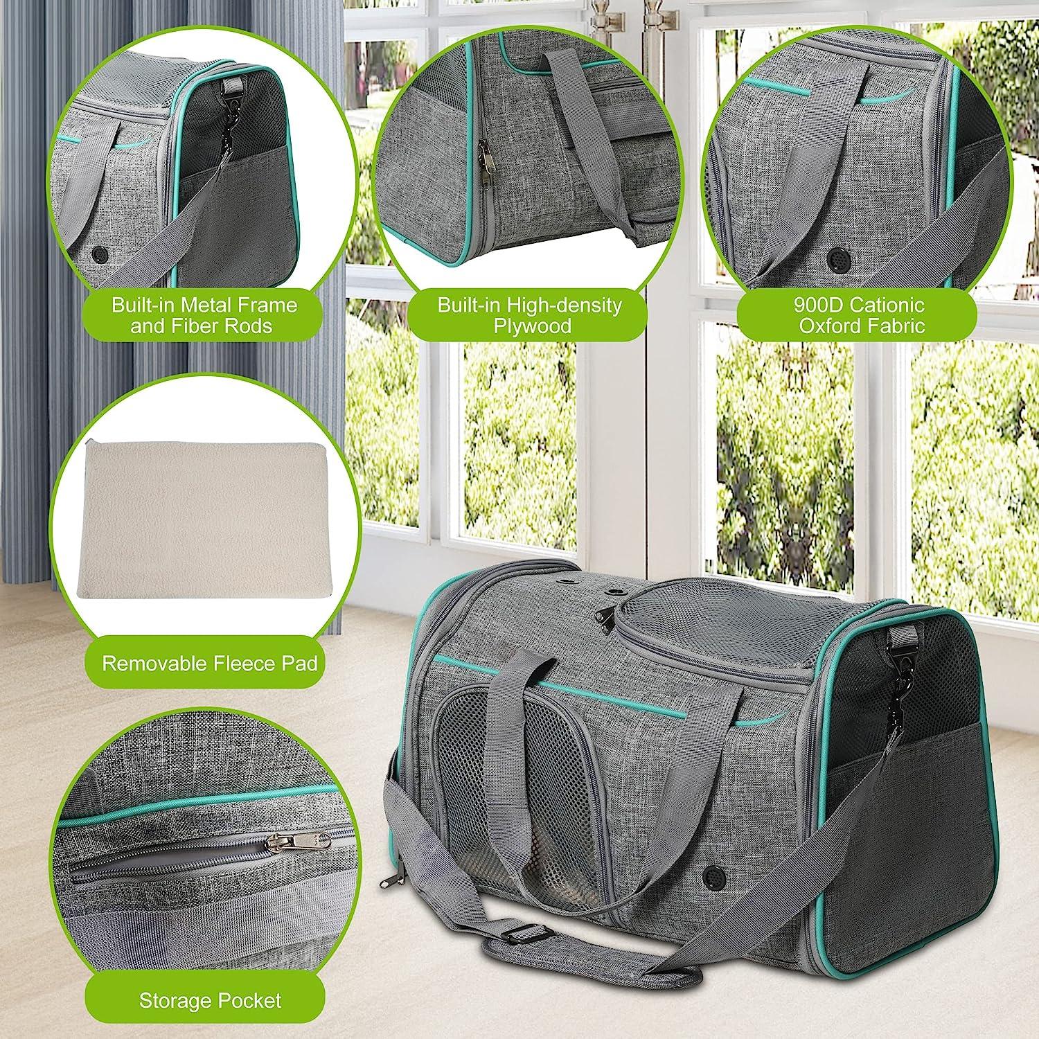 Airline Approved Pet Carrier for Cats Dogs Puppies Up to 16.5lbs with Breathable Mesh & Safe Locking Zippers - Bosonshop