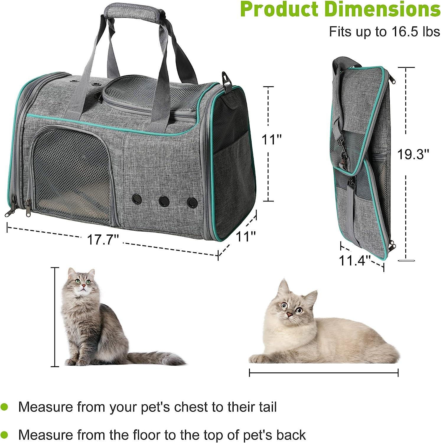 Airline Approved Pet Carrier for Cats Dogs Puppies Up to 16.5lbs with Breathable Mesh & Safe Locking Zippers - Bosonshop