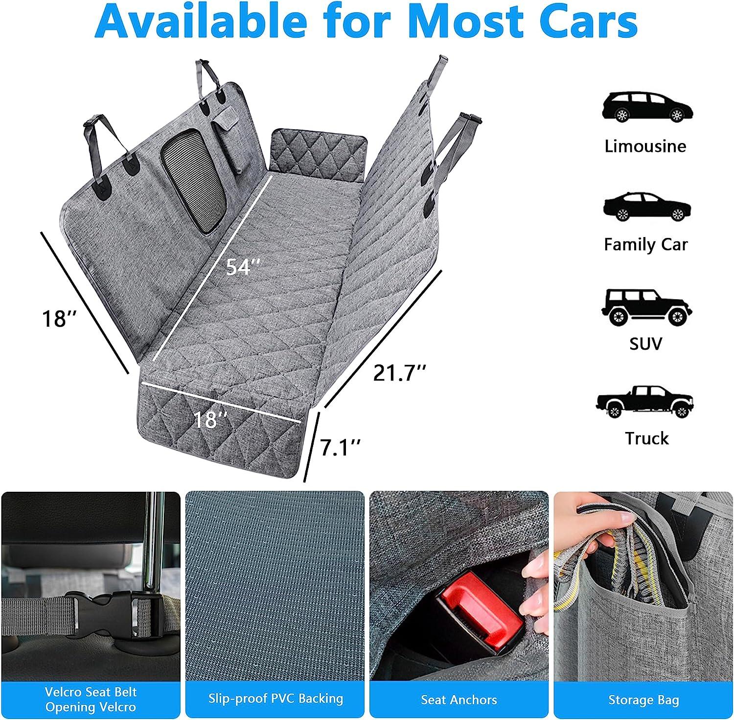 5-in-1 Dog Car Seat Cover for Back Seat 600D Oxford Cloth Waterproof Pet Seat Cover Hammock Fit Most Cars, Trucks & SUVs - Bosonshop