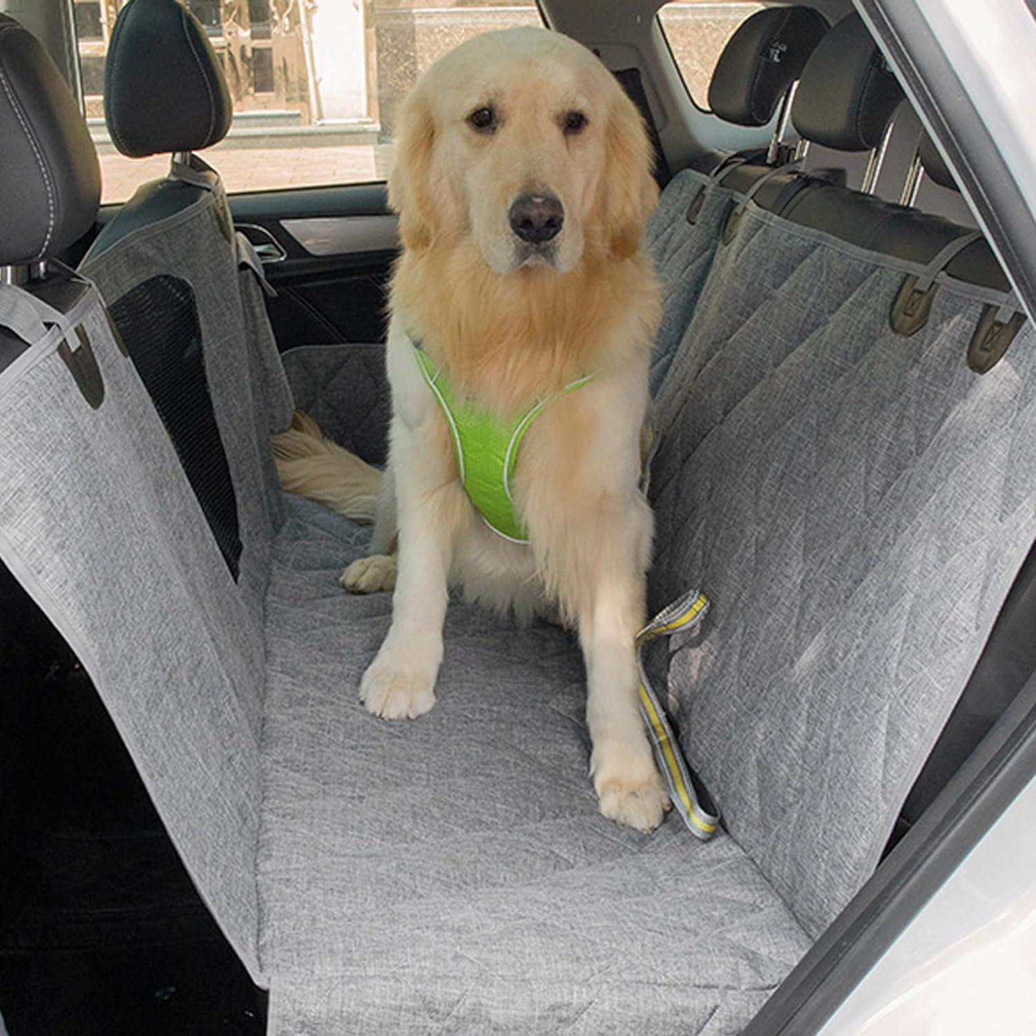 4-in-1 Waterproof Pet Dog Car Seat Cover for Back Seat 100% with Big Mesh Window & Storage Bag - Bosonshop