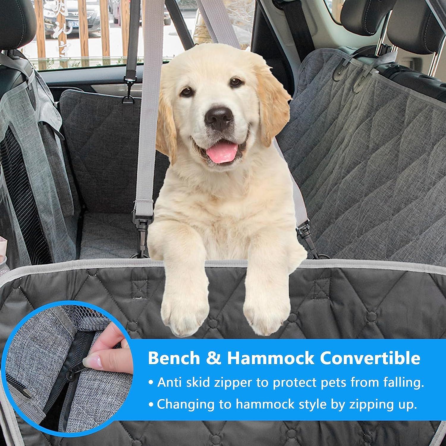 4-in-1 Waterproof Pet Dog Car Seat Cover for Back Seat 100% with Big Mesh Window & Storage Bag - Bosonshop