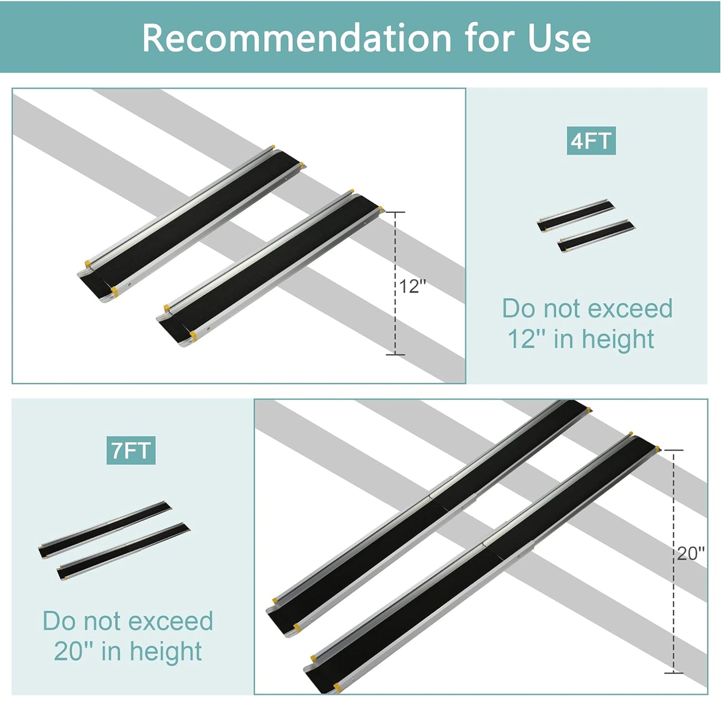 4/7 ft. Retractable Portable Aluminum Wheelchair Ramp with Anti-slip Surface - Bosonshop