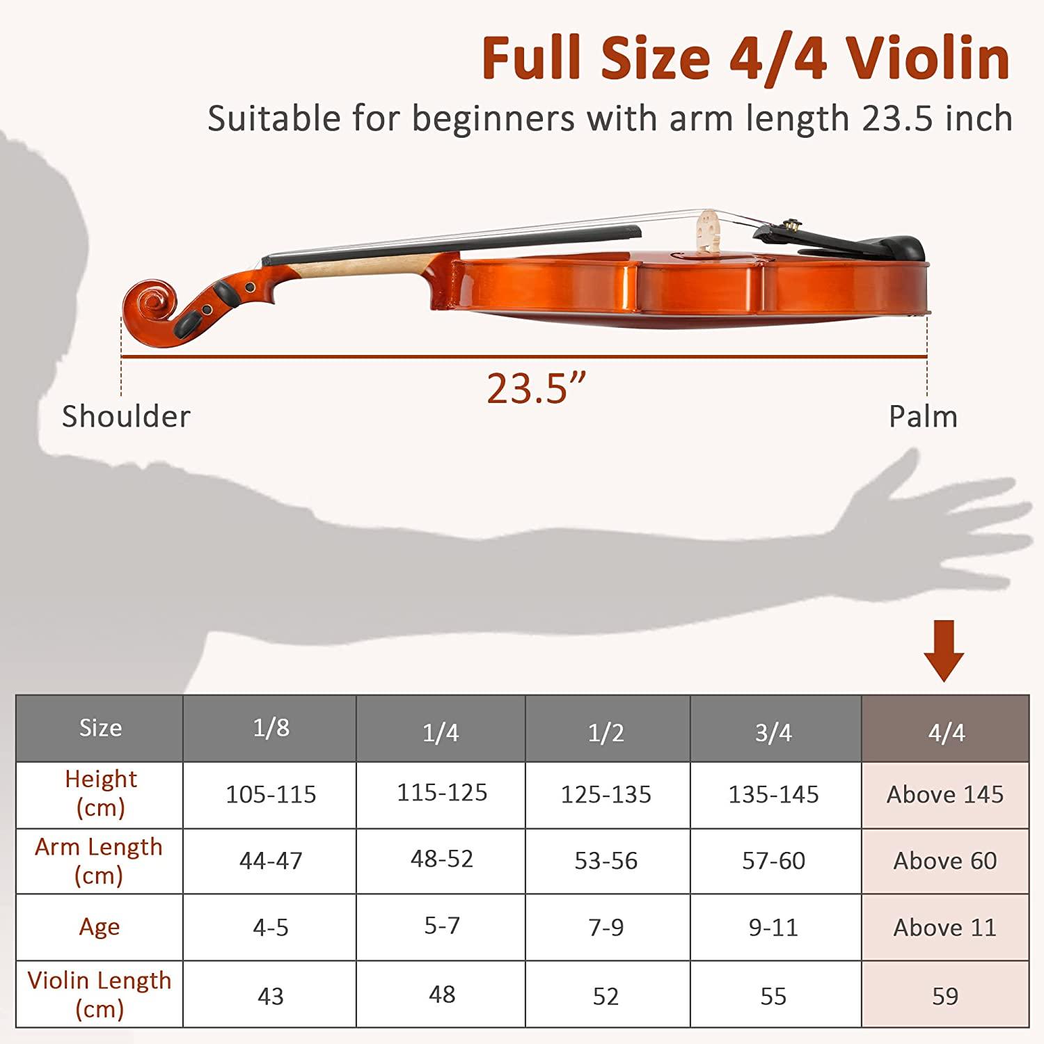 4/4 Full Size Violin Set Kids Premium Handcraft Violin with Case for Age 11+ - Bosonshop