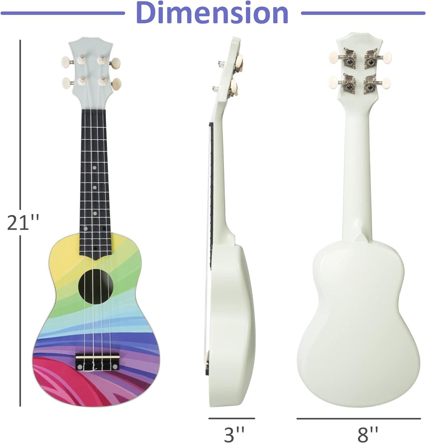 21 Inch Rainbow Soprano Ukulele for Kids Beginners - Bosonshop